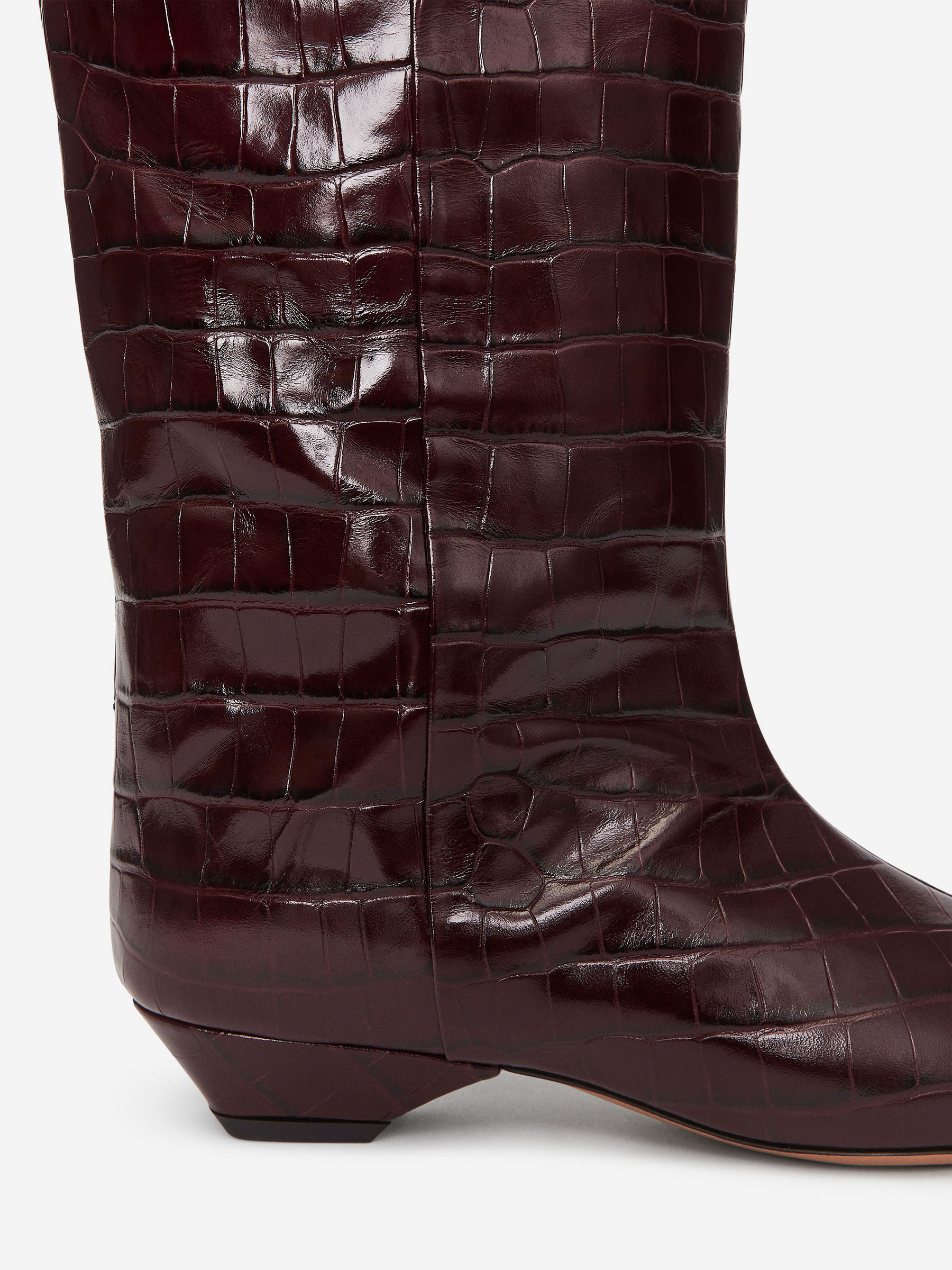 Knee-High Leather Boots - Burgundy - Women - StillMedia/DescriptiveDetail - 3