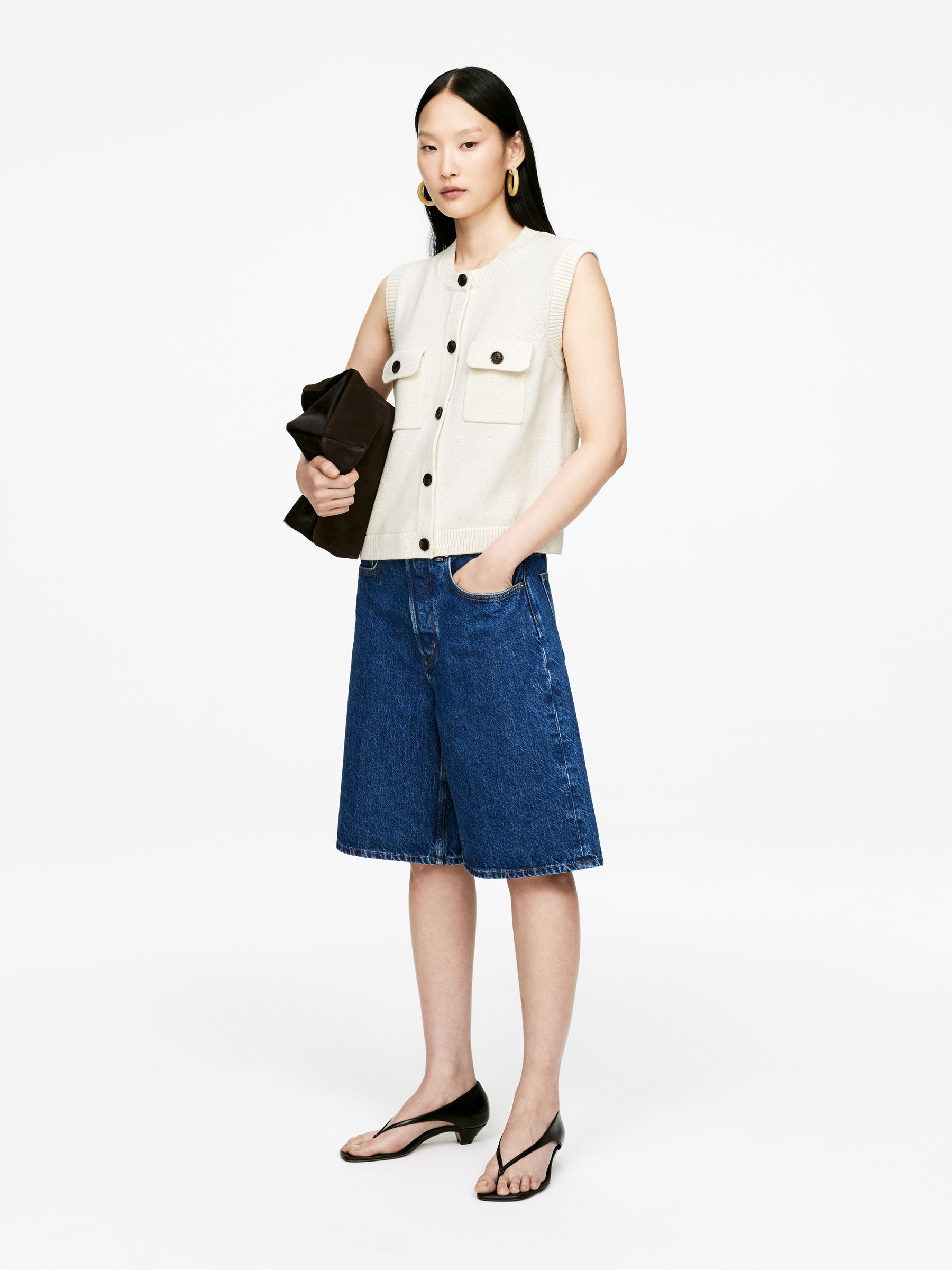 Knitted Cotton Vest - White - Regular fit - Women - StillMedia/Lookbook - 5