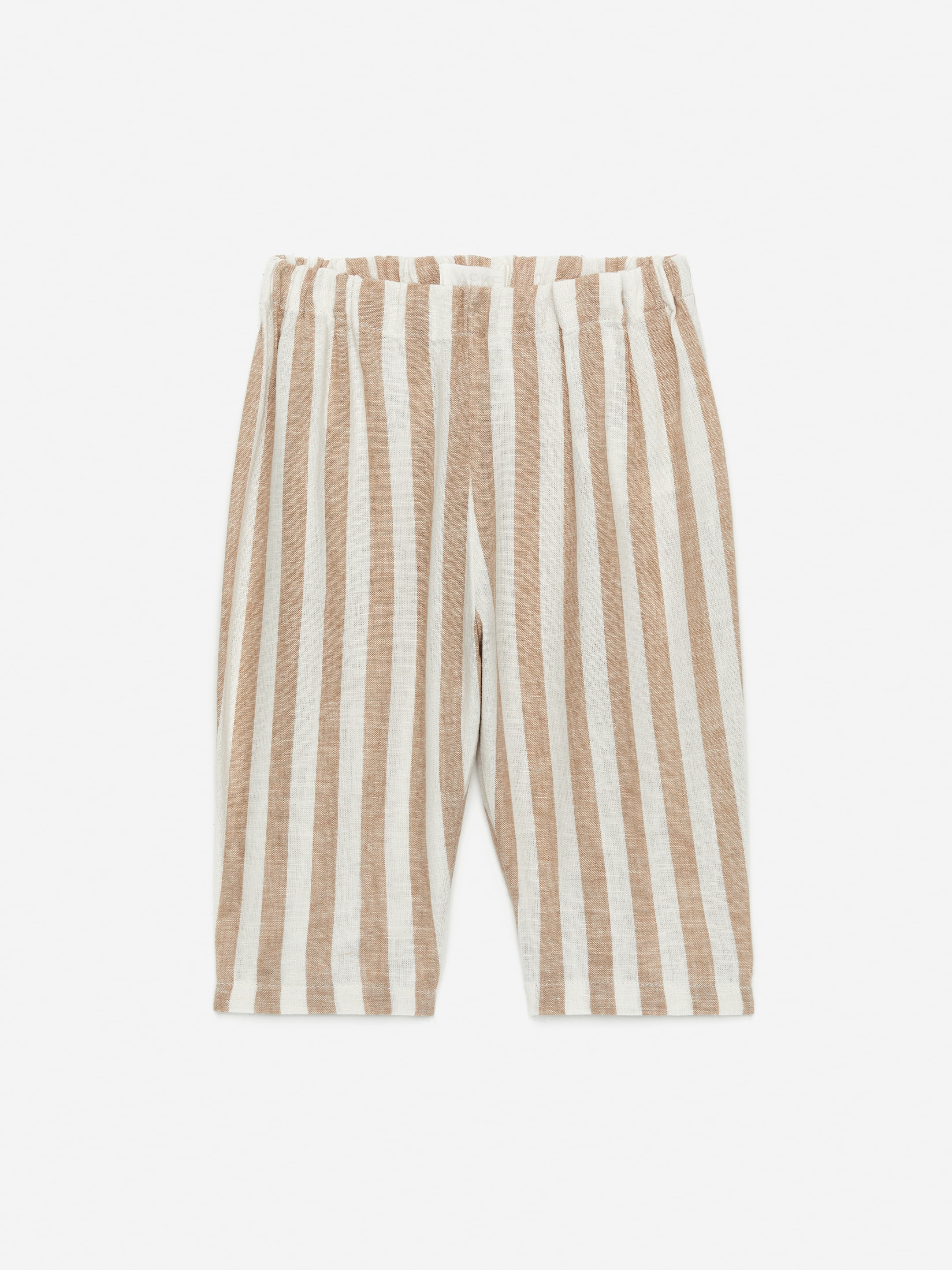 Lniano-bawełniane spodnie-Beige-8260