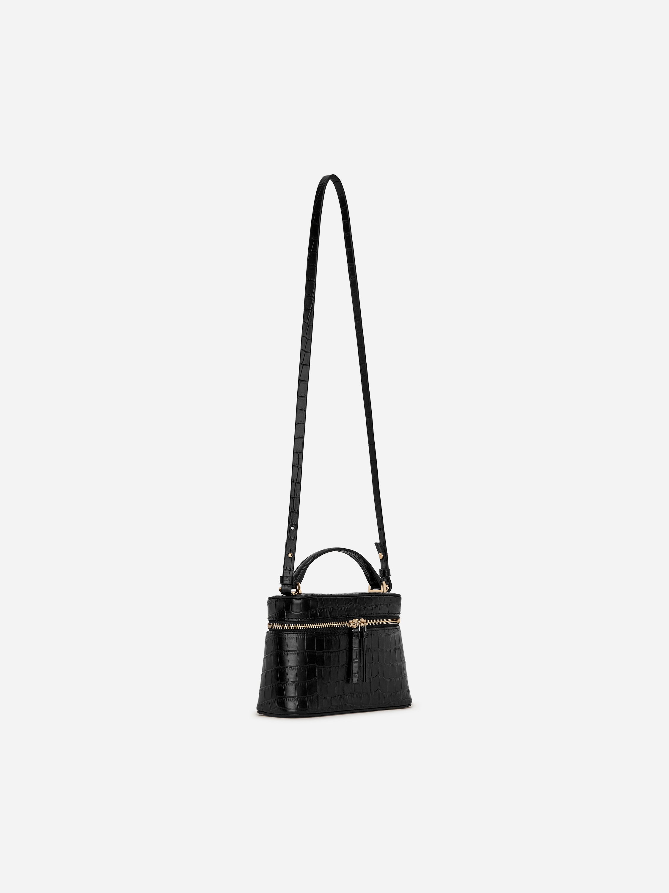 ARKET アーケット 2WAY レザークロスボディBAG ショルダー付き Leather Crossbody Bag – Black/Faux Crocodile – ARKET NL