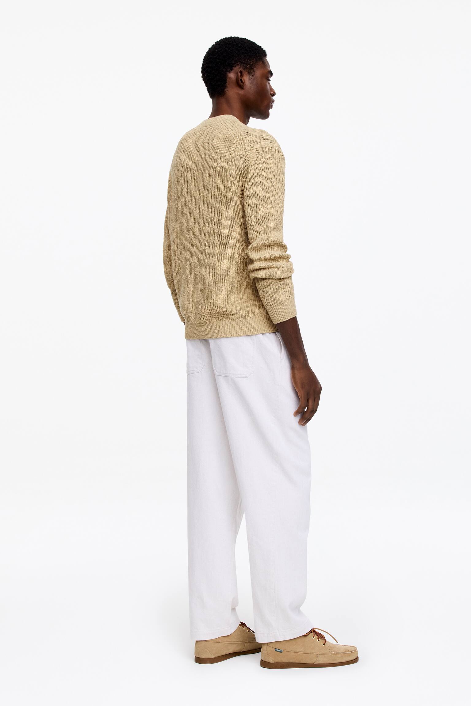 Jersey de mezcla de lino y algodón - Beige - 5