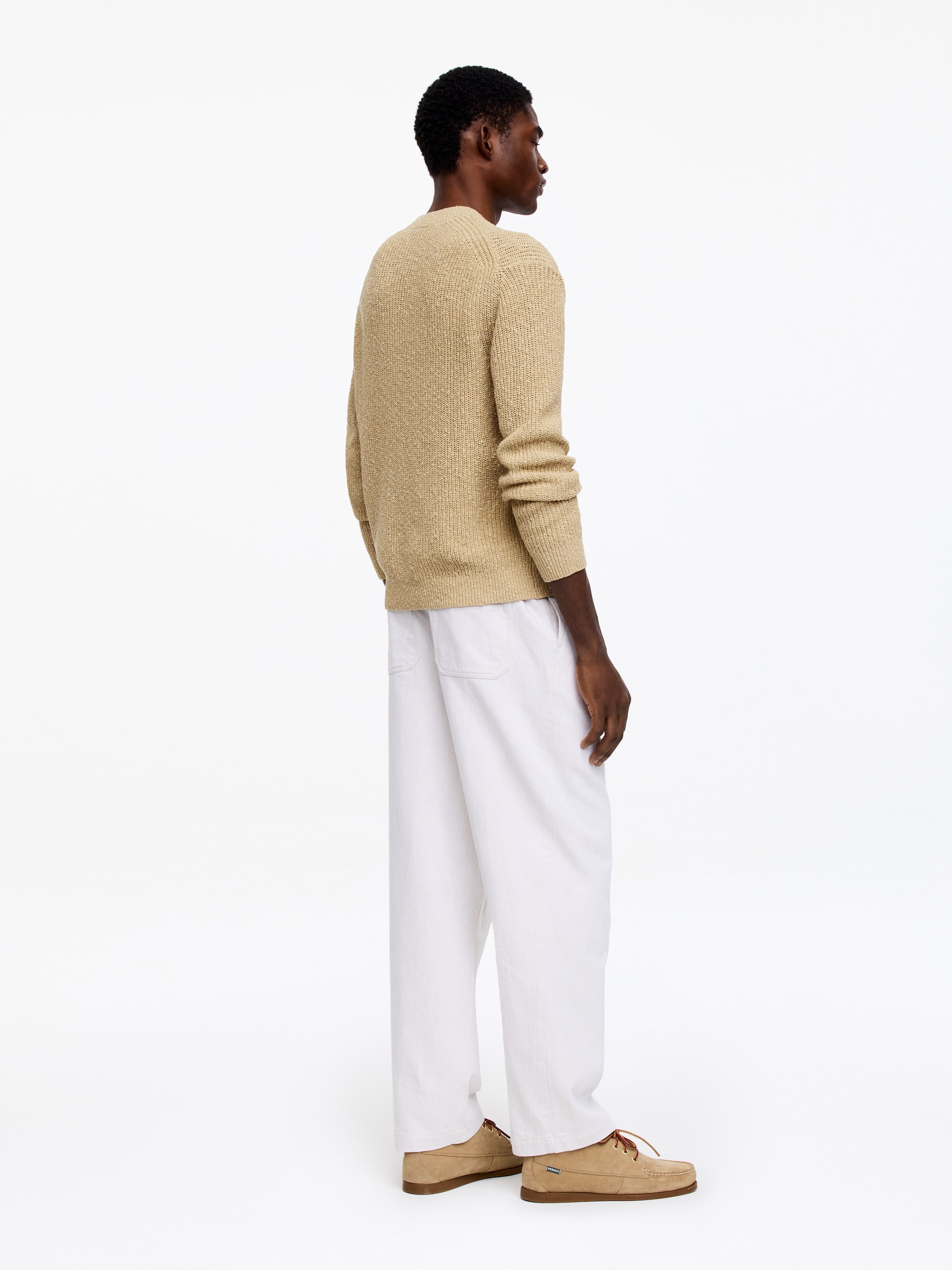 Cotton Linen Blend Jumper - Beige - Regular fit - Men - StillMedia/Lookbook - 5