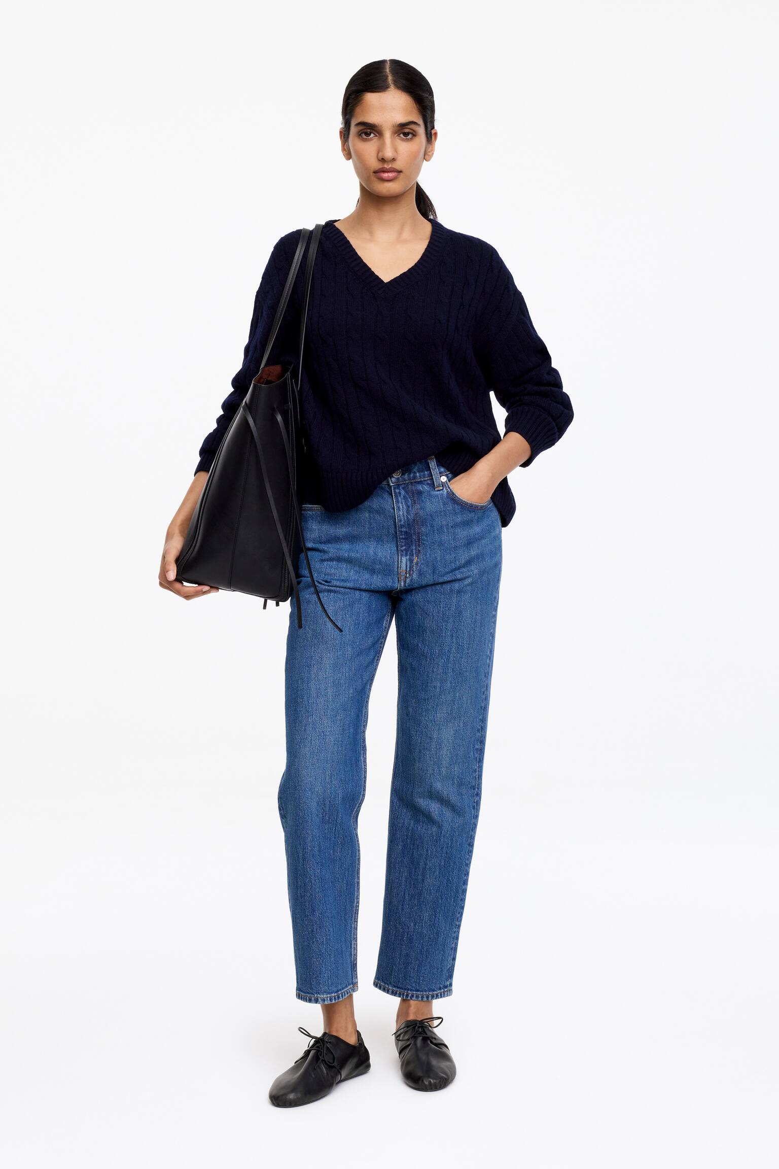 Zapatos de piel suave con cordones - Negro/Amarillo empolvado - 8