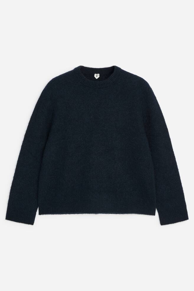 Pullover aus Alpaka- und Merinowolle - Dunkelblau/Himbeerrot/Senfgelb/Dunkelbraun - 1