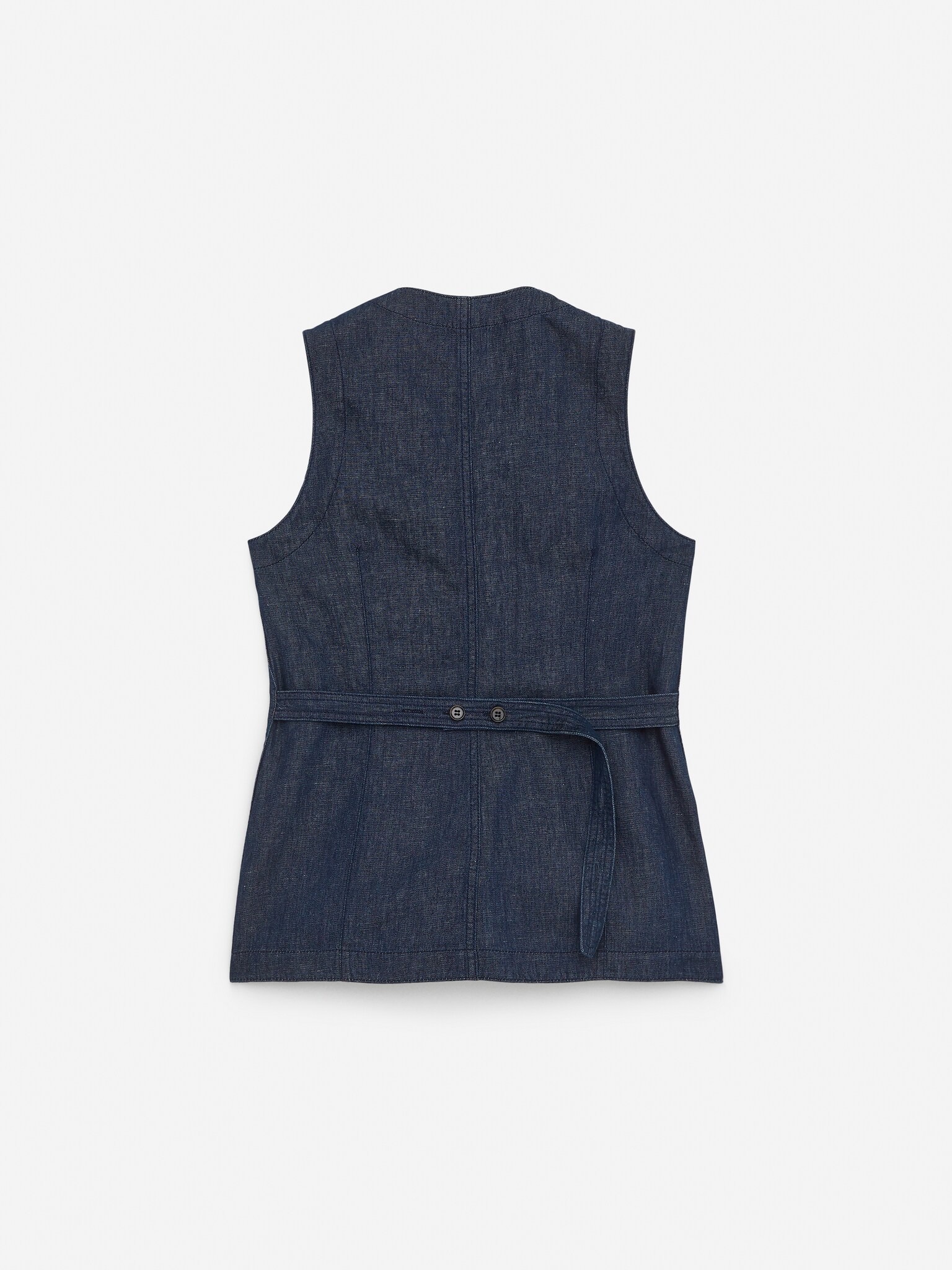 Gilet en denim ajusté - Bleu foncé - 2