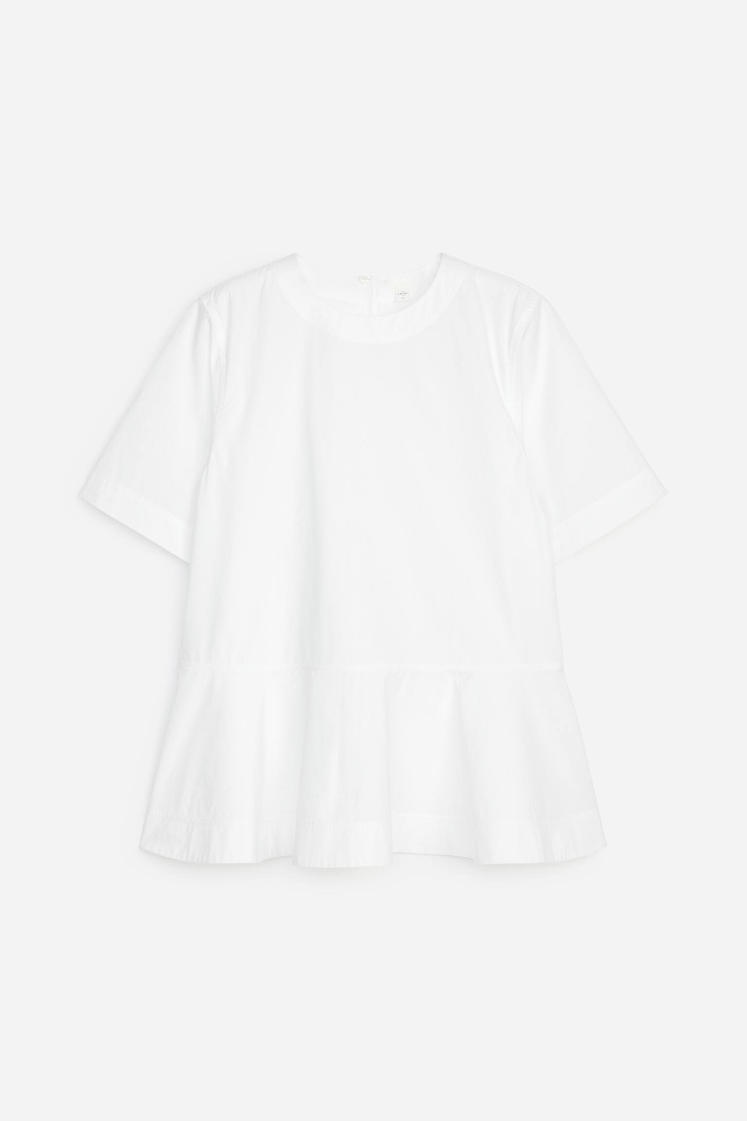 Pima Bavlna Peplum Tričko - Bílá/Béžová - 1