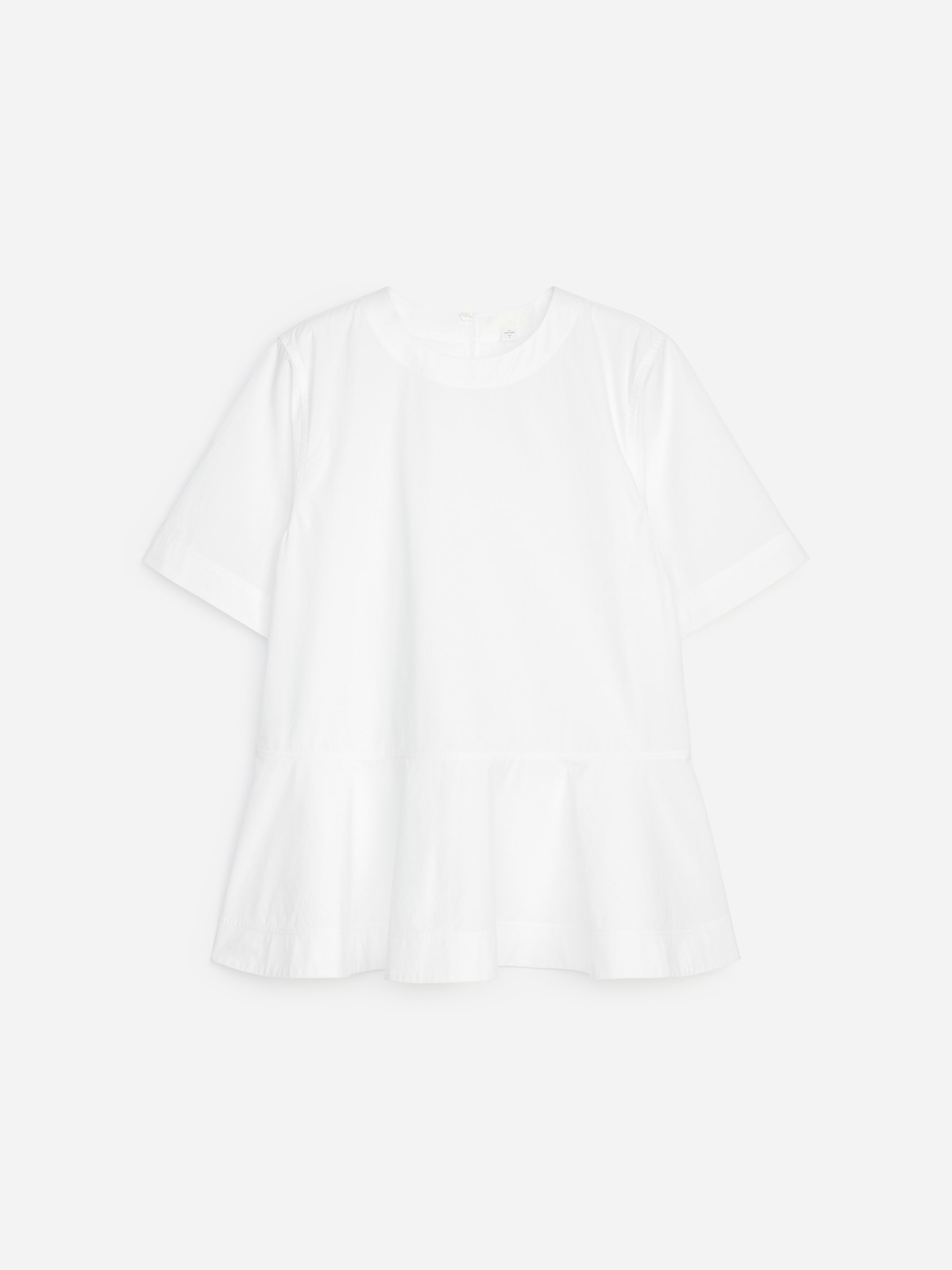 Pima Cotton Peplum T-Shirt-White-20019