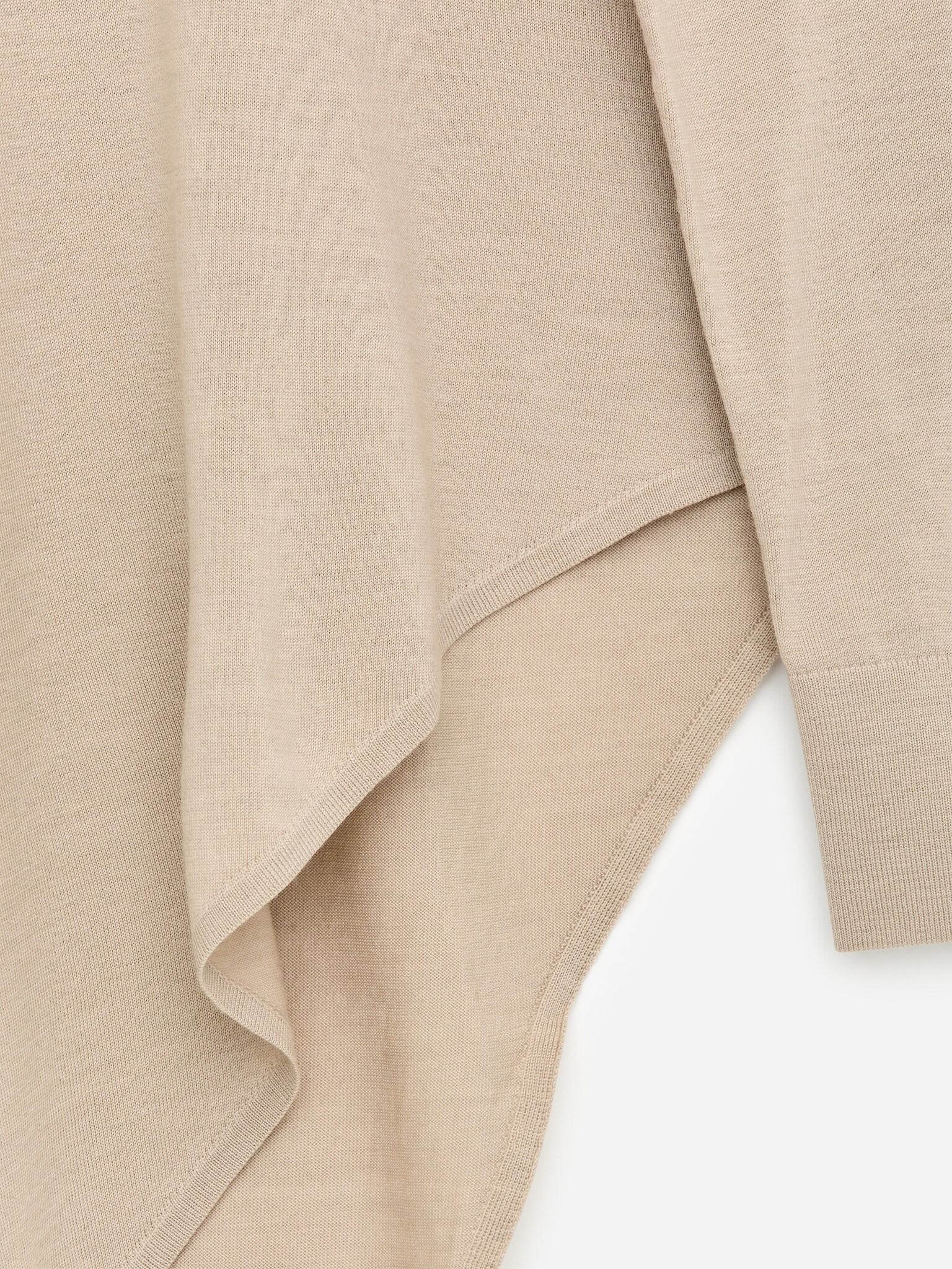 Asymmetric Wool Jumper - Light Beige - 6