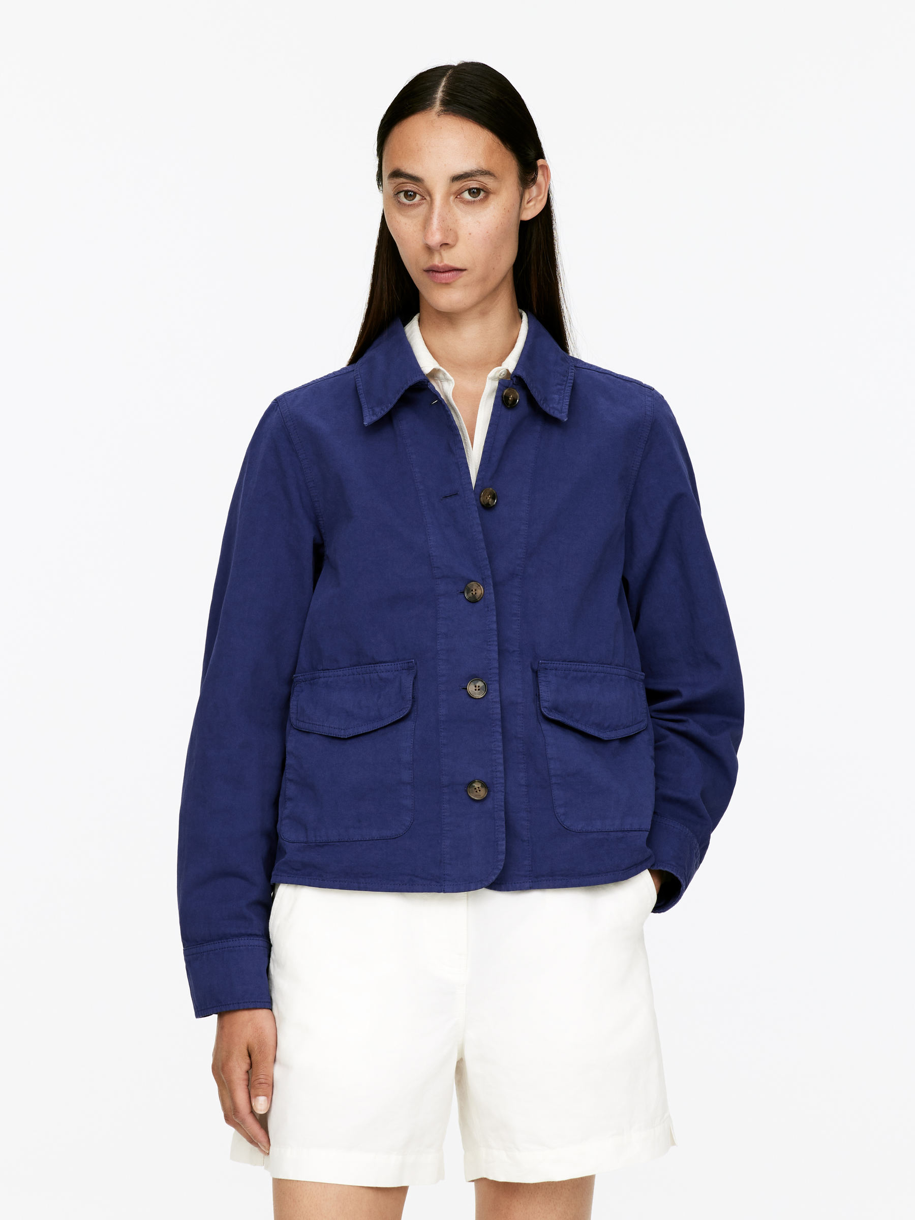 Cotton-Linen Overshirt - Blue - Regular fit - Women - StillMedia/Lookbook - 5