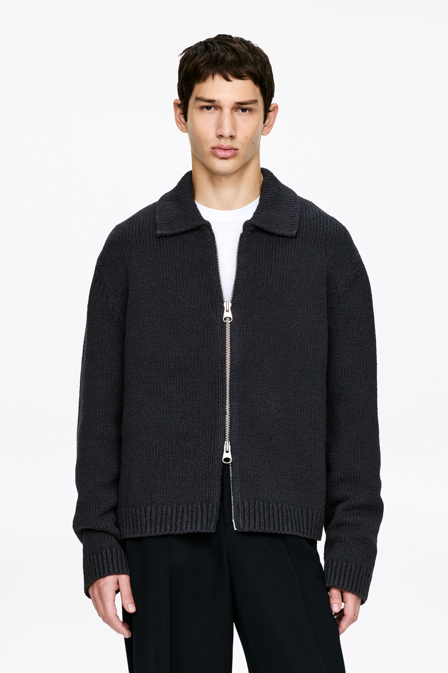 Vest van een katoenmix met rits - Donkerblauw/Yellow - 1