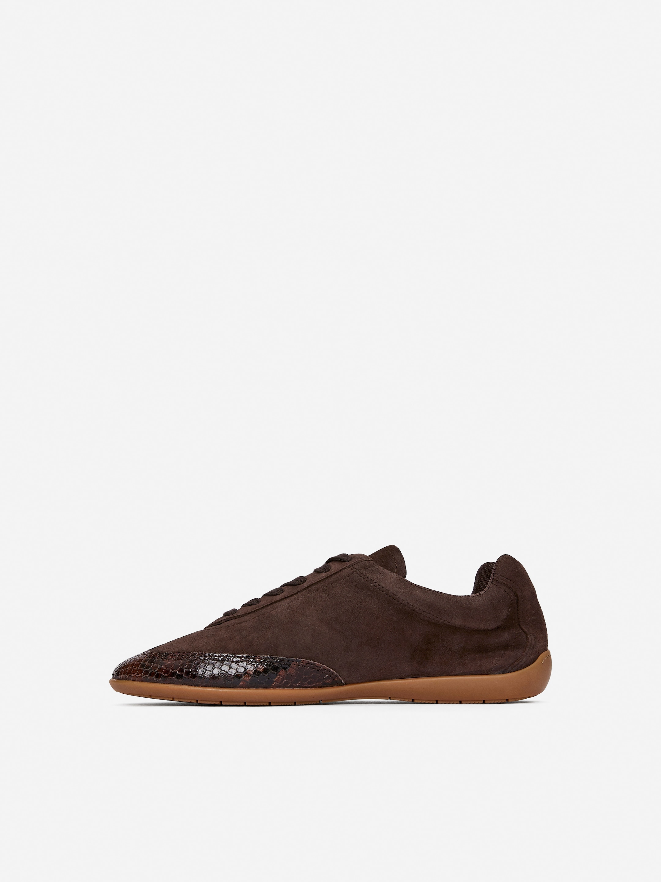 Suede Trainers - Dark Brown/Faux Snake - Women - StillMedia/DescriptiveStillLife - 6