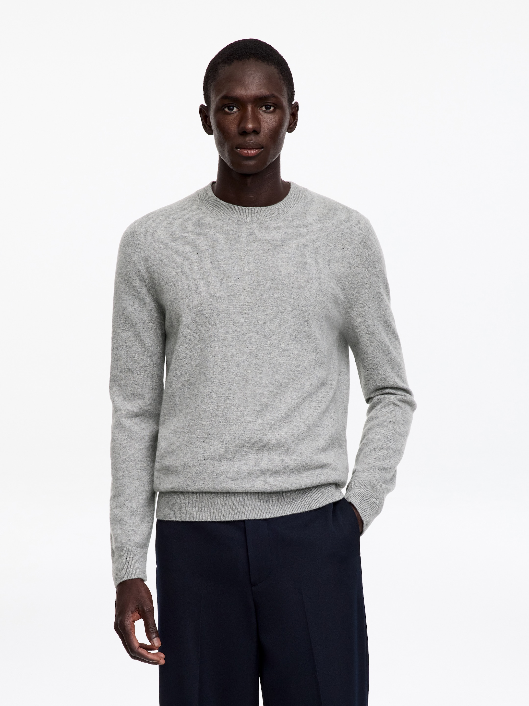 Pure Cashmere Crew-Neck Jumper-Grey-20439
