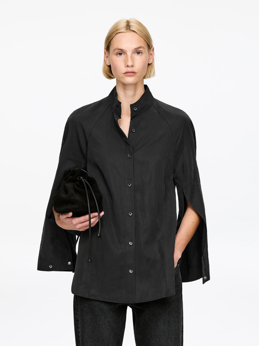 ARKET Women's  Relaxed Stand-Collar Shirt Black,  size 38