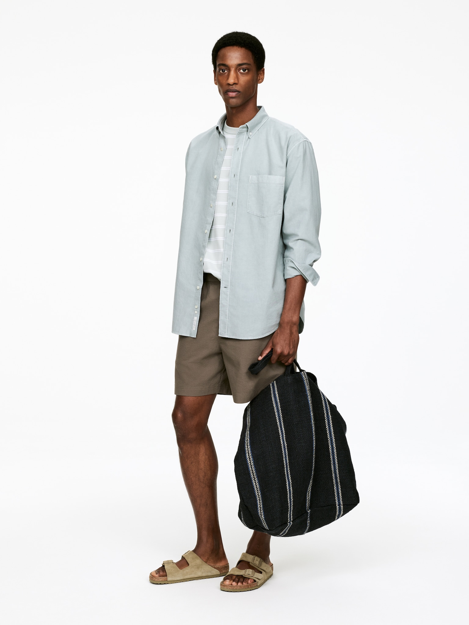 Chemise Oxford décontractée - Menthe poudrée/Bleu - 4