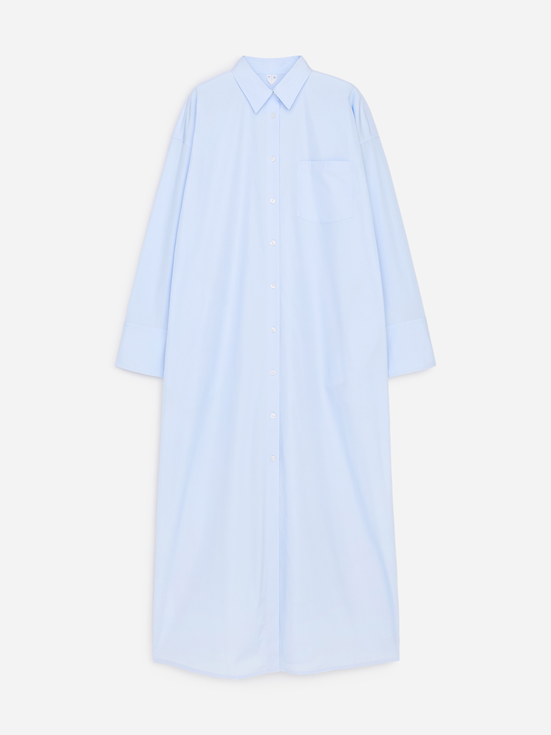 Vestido camisero de algodón - Azul claro/Azul oscuro/Marrón/blanco roto