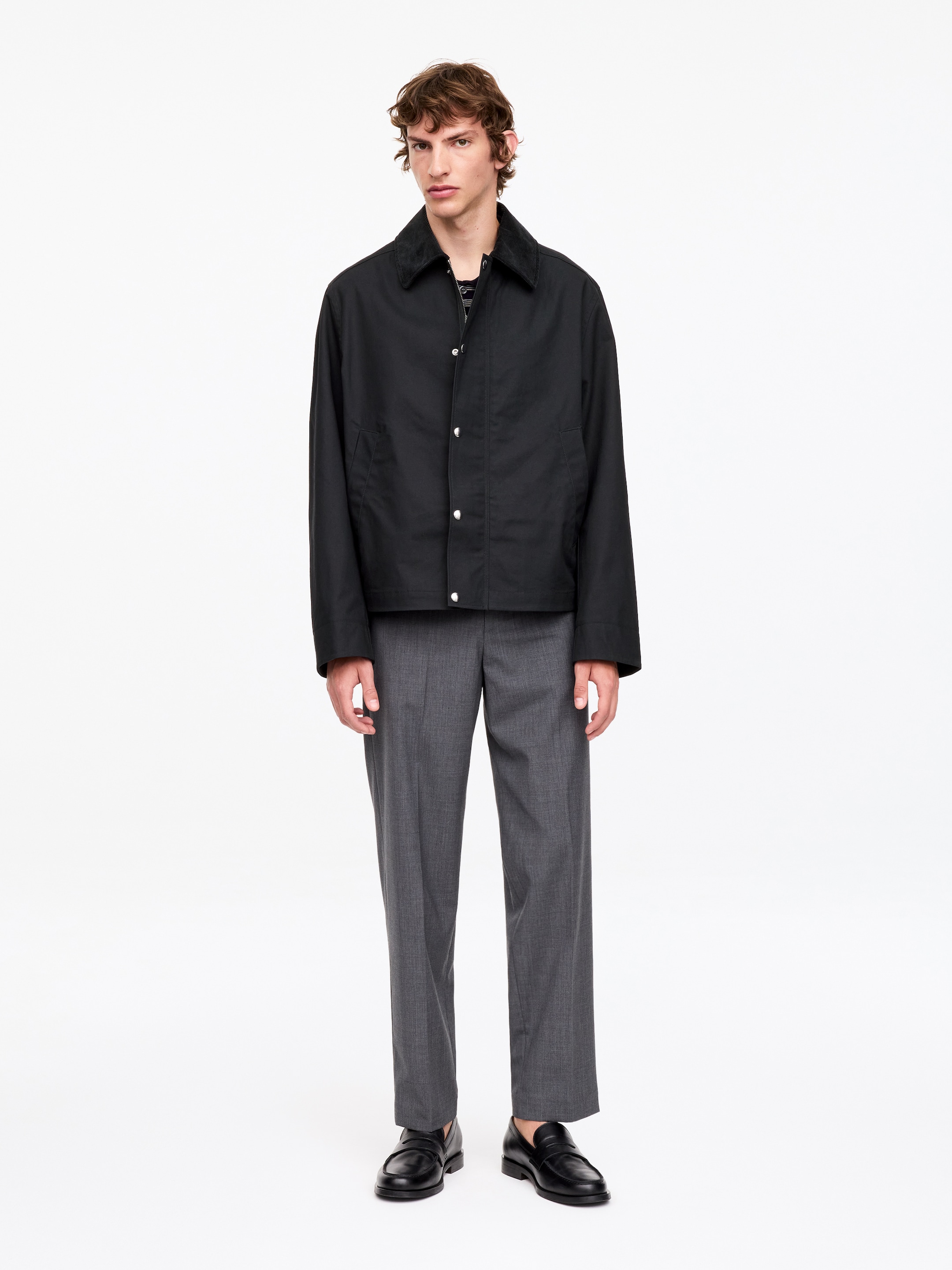 Short Waxed Jacket-Black-20110