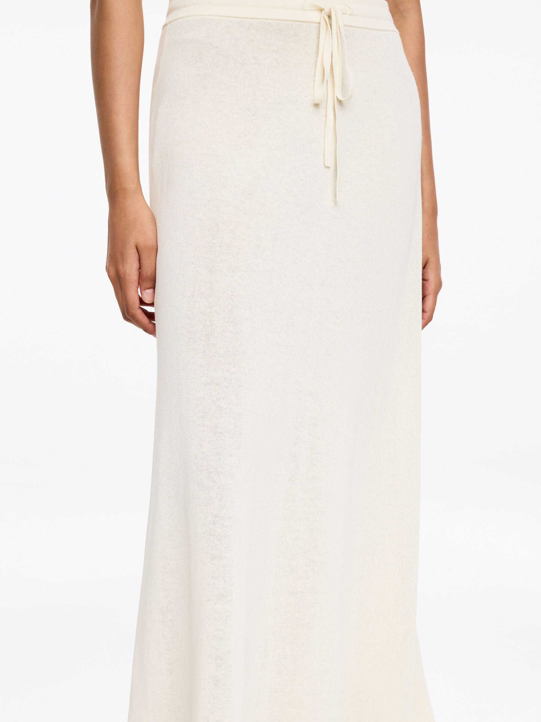 Knitted Linen-Blend Skirt - Off-white - Regular fit - Women - StillMedia/Lookbook - 5
