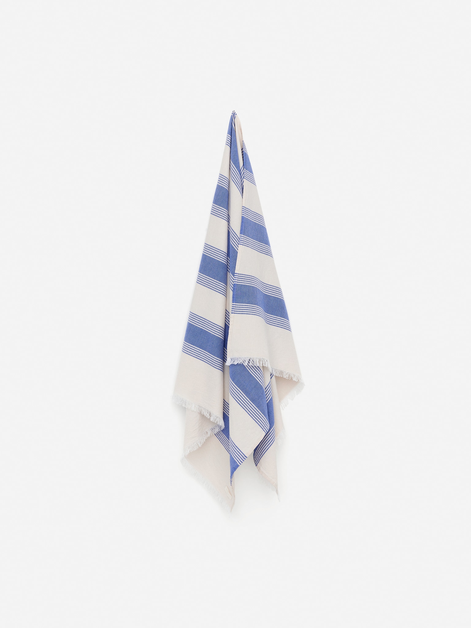 Katoenen stranddoek - Gebroken wit/blauw