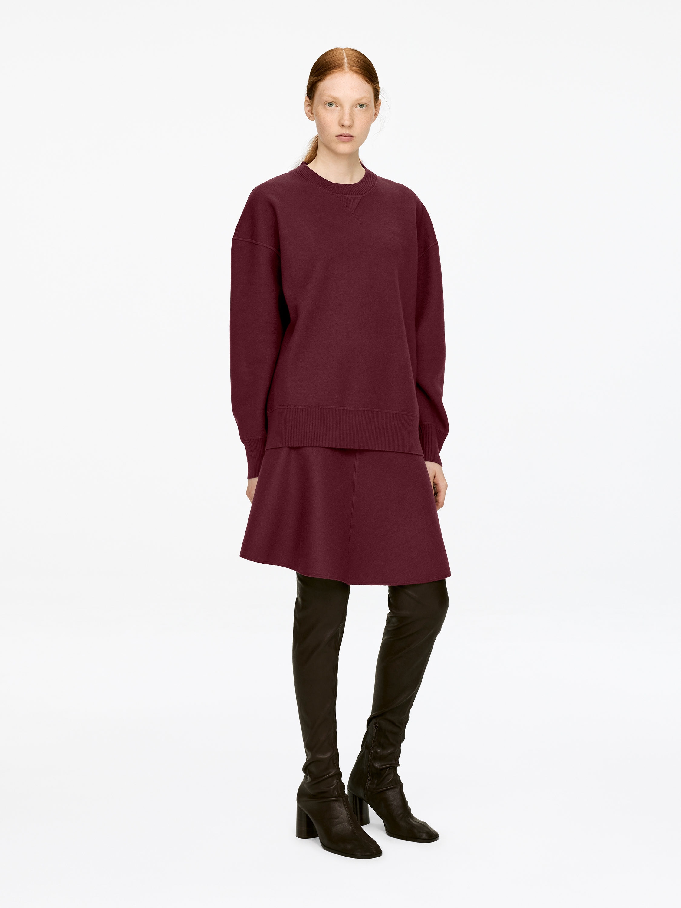 Doublé Wool-Blend Skirt - Dark Red - Regular fit - Women - StillMedia/Lookbook - 4
