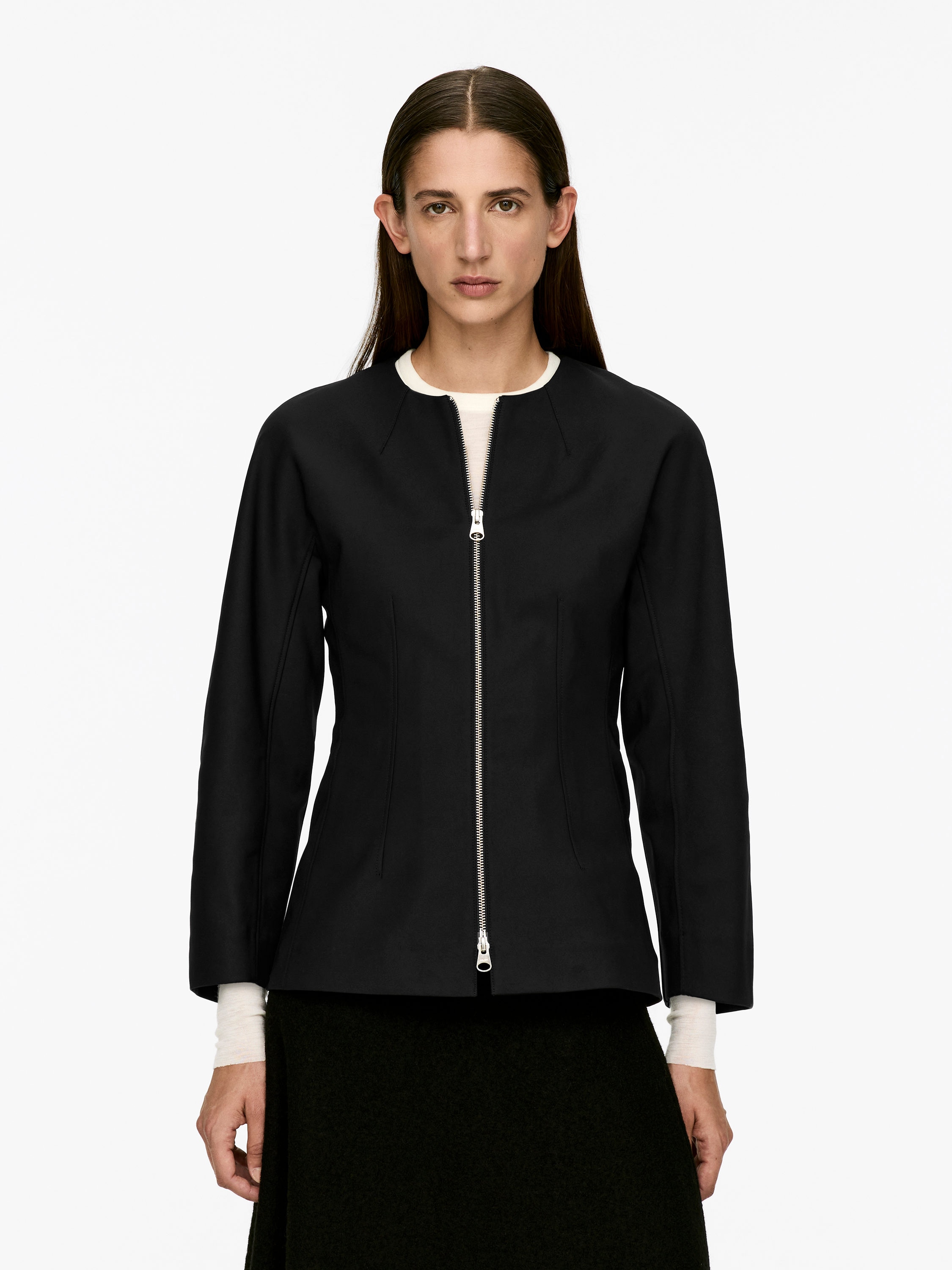 Zip-Up Peplum Top