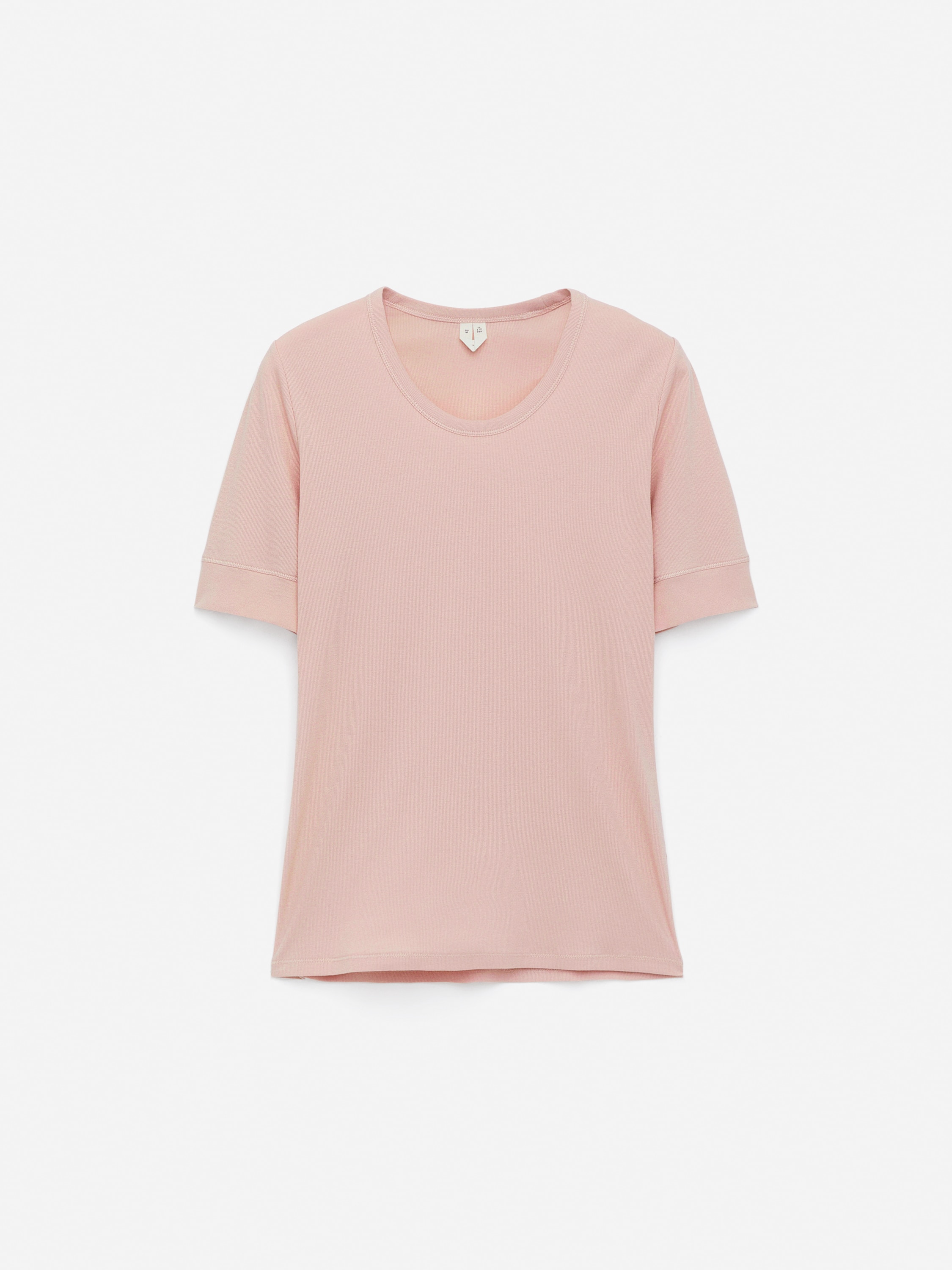 T-shirt côtelé - Pêche poudré/Blanc