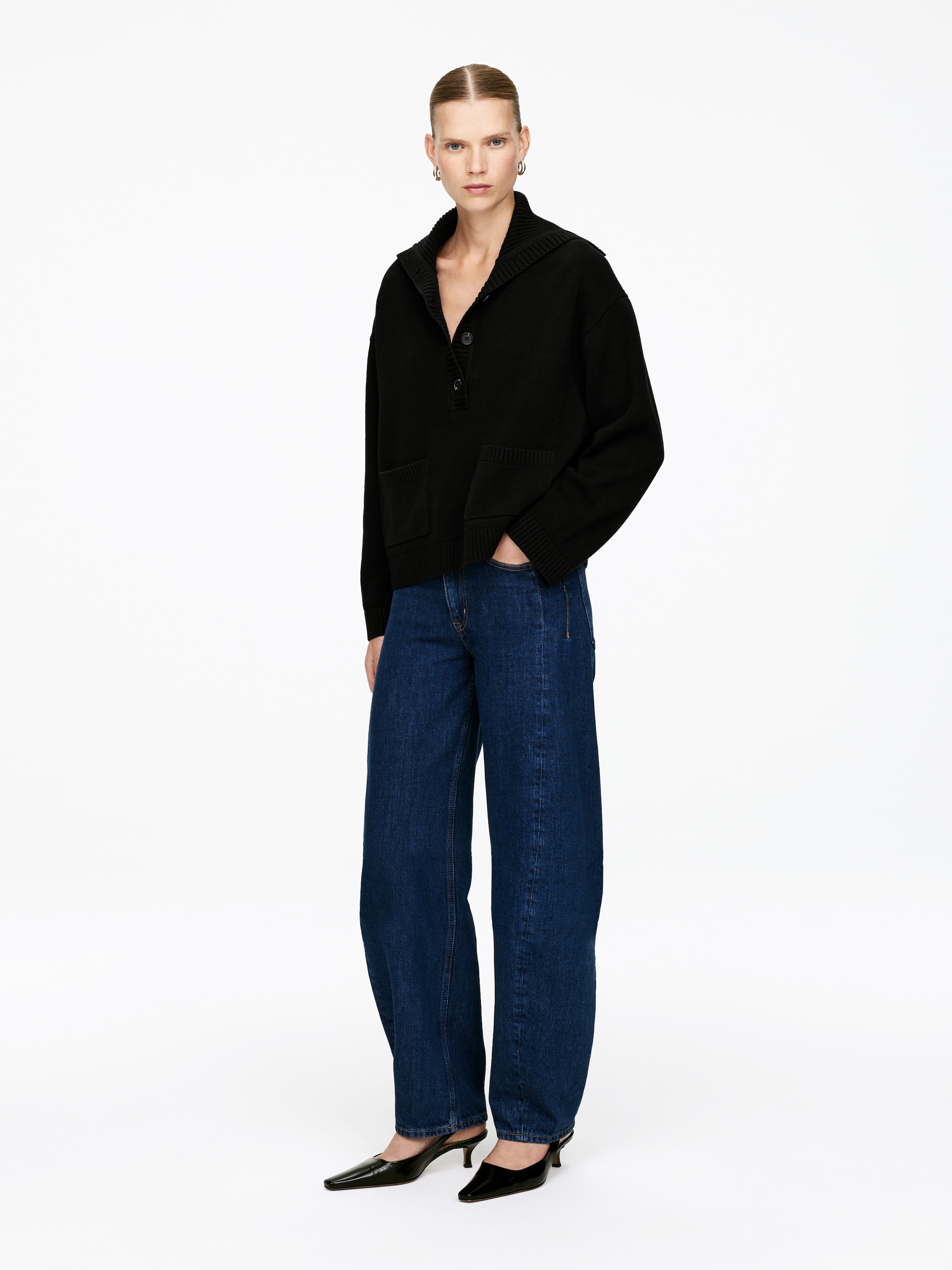 Zobacz większy obraz: Sweter z wysokim kołnierzem - Czarny - ONA | H&M PL 4