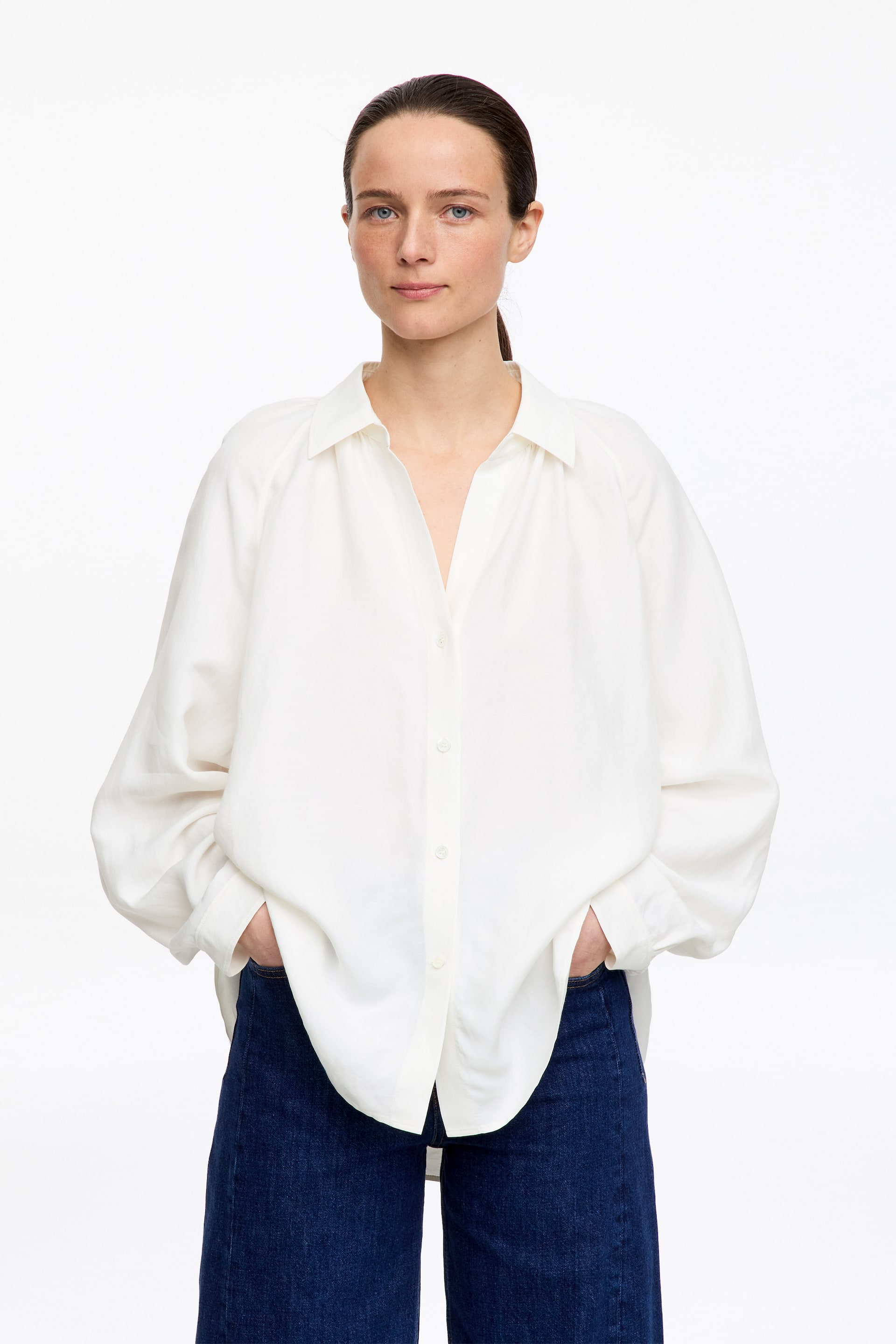 Ver imagen más grande: Camisa de lino y viscosa - Blanco - MUJER | H&M ES 1
