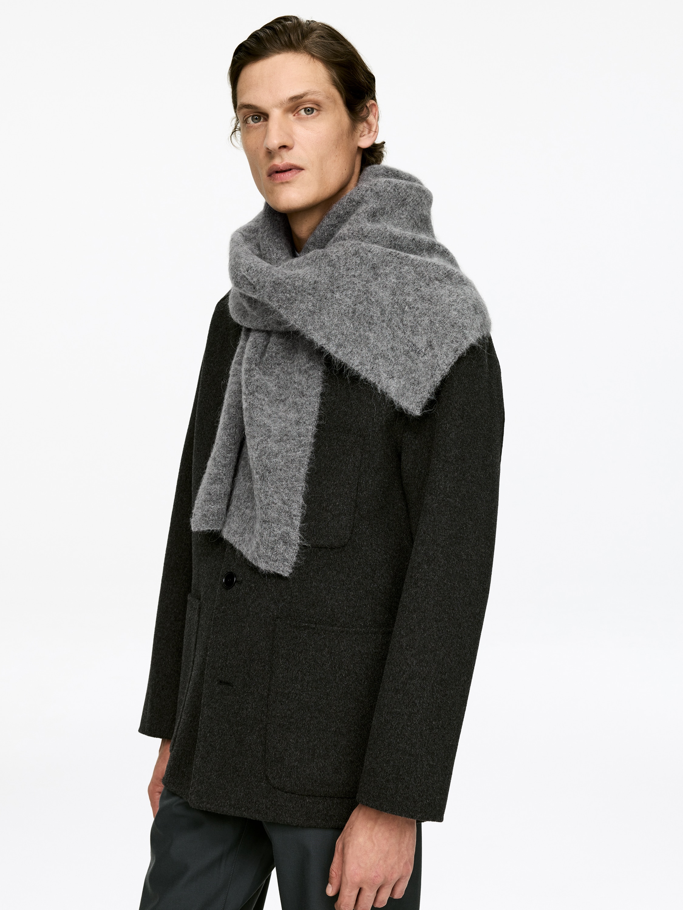 Skjerf i alpakka ullblanding - grå