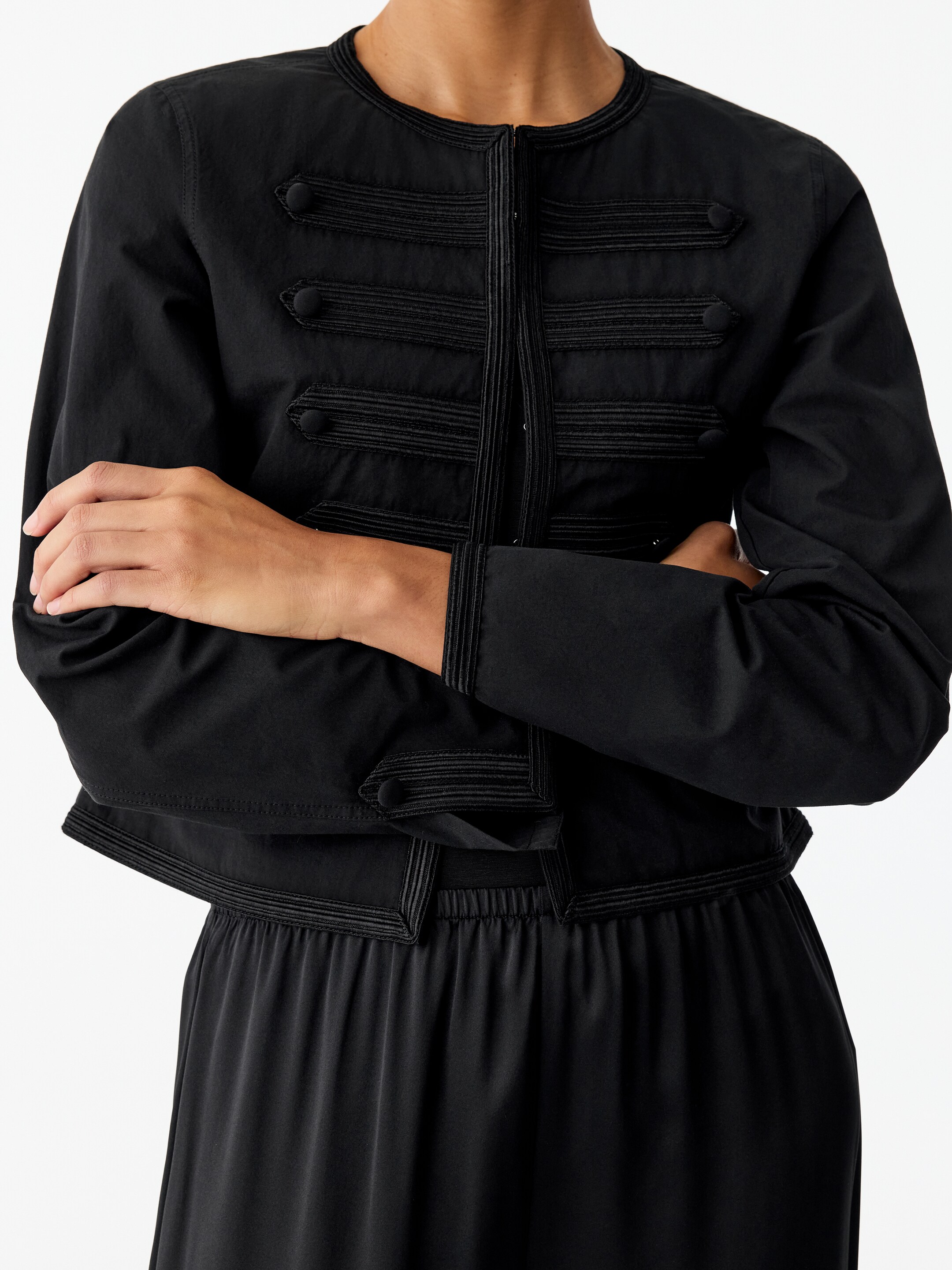 Braided-Detail Cotton Overshirt - Black - Regular fit - women - StillMedia/Lookbook - 4