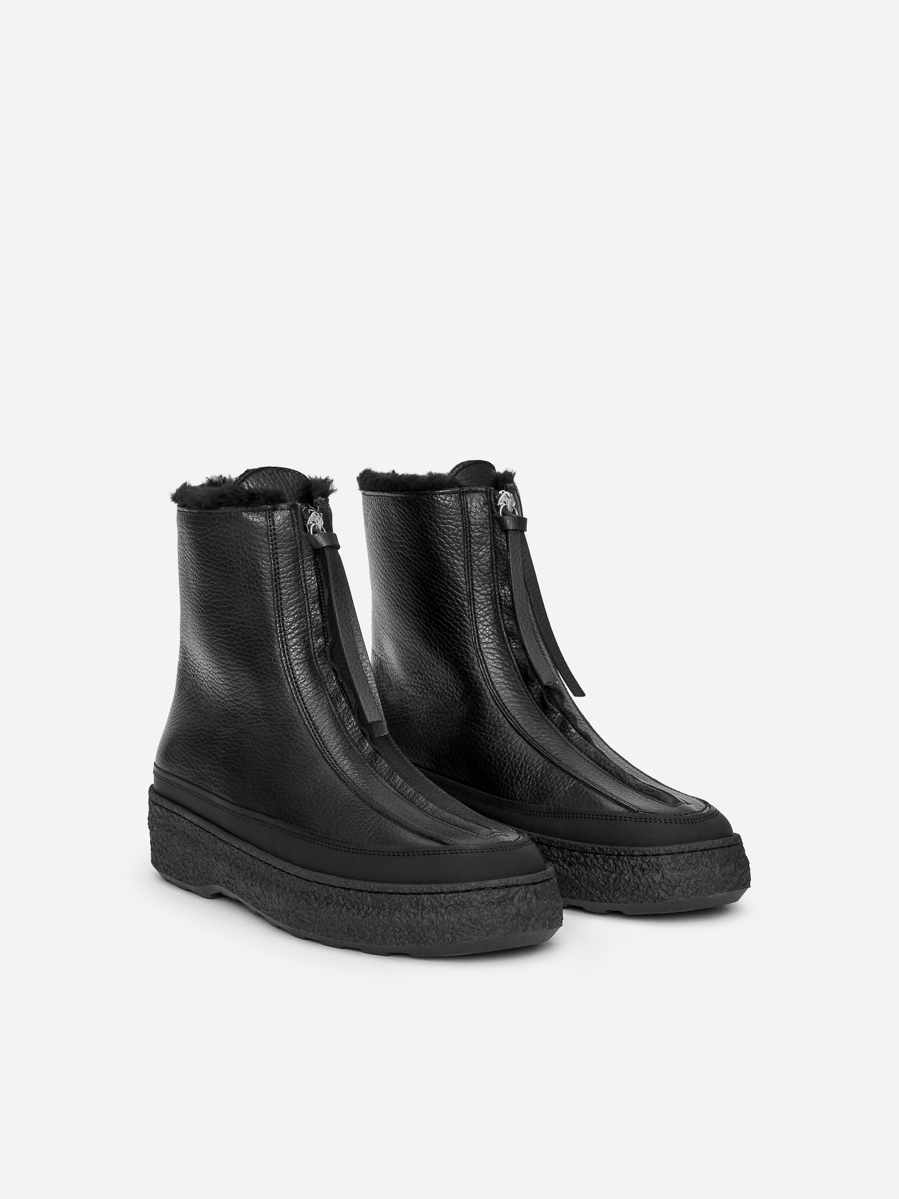 Leather Zip Boots - Black - Women - StillMedia/DescriptiveStillLife - 1