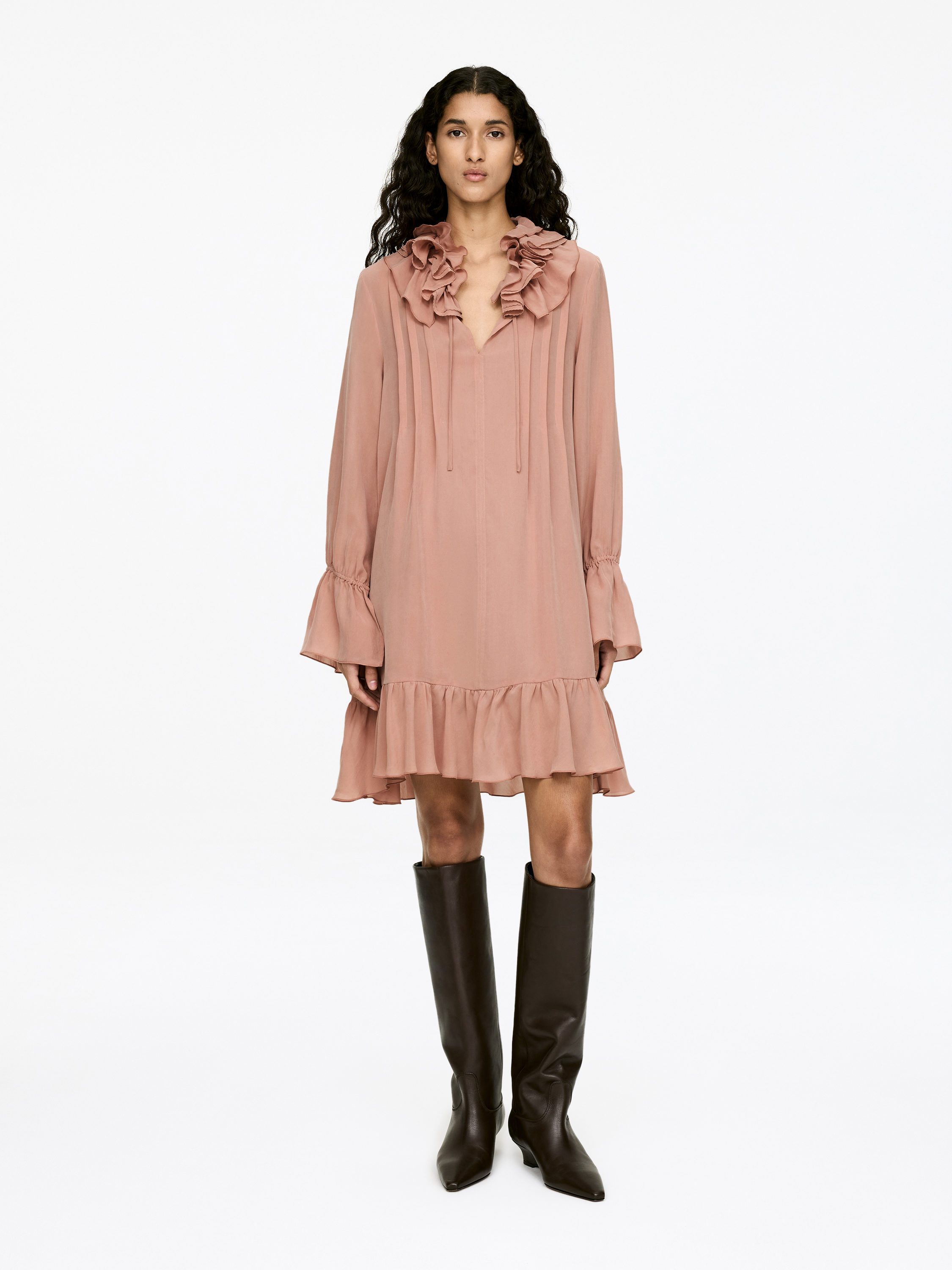 Frill Dress - Dusty Pink - Regular fit - Women - StillMedia/Lookbook - 3