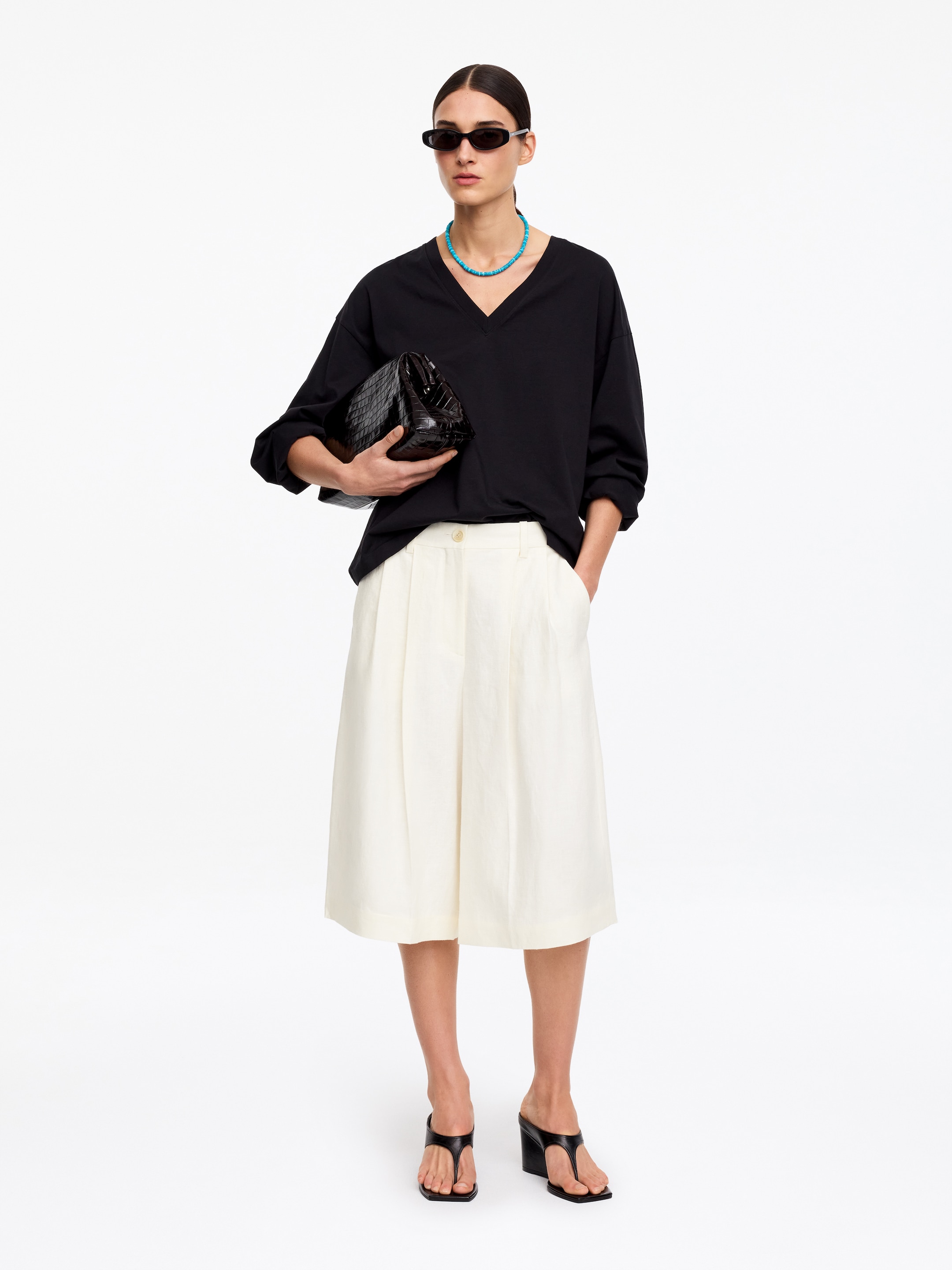 Elegante Leinenshorts - Weiß - Regular Fit - Damen - StillMedia/Lookbook - 5