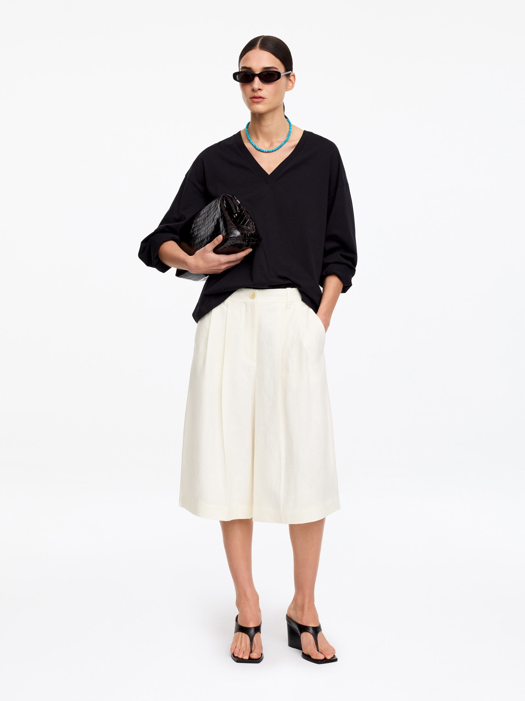Elegante Leinenshorts - Weiß - Regular Fit - Damen - StillMedia/Lookbook - 5