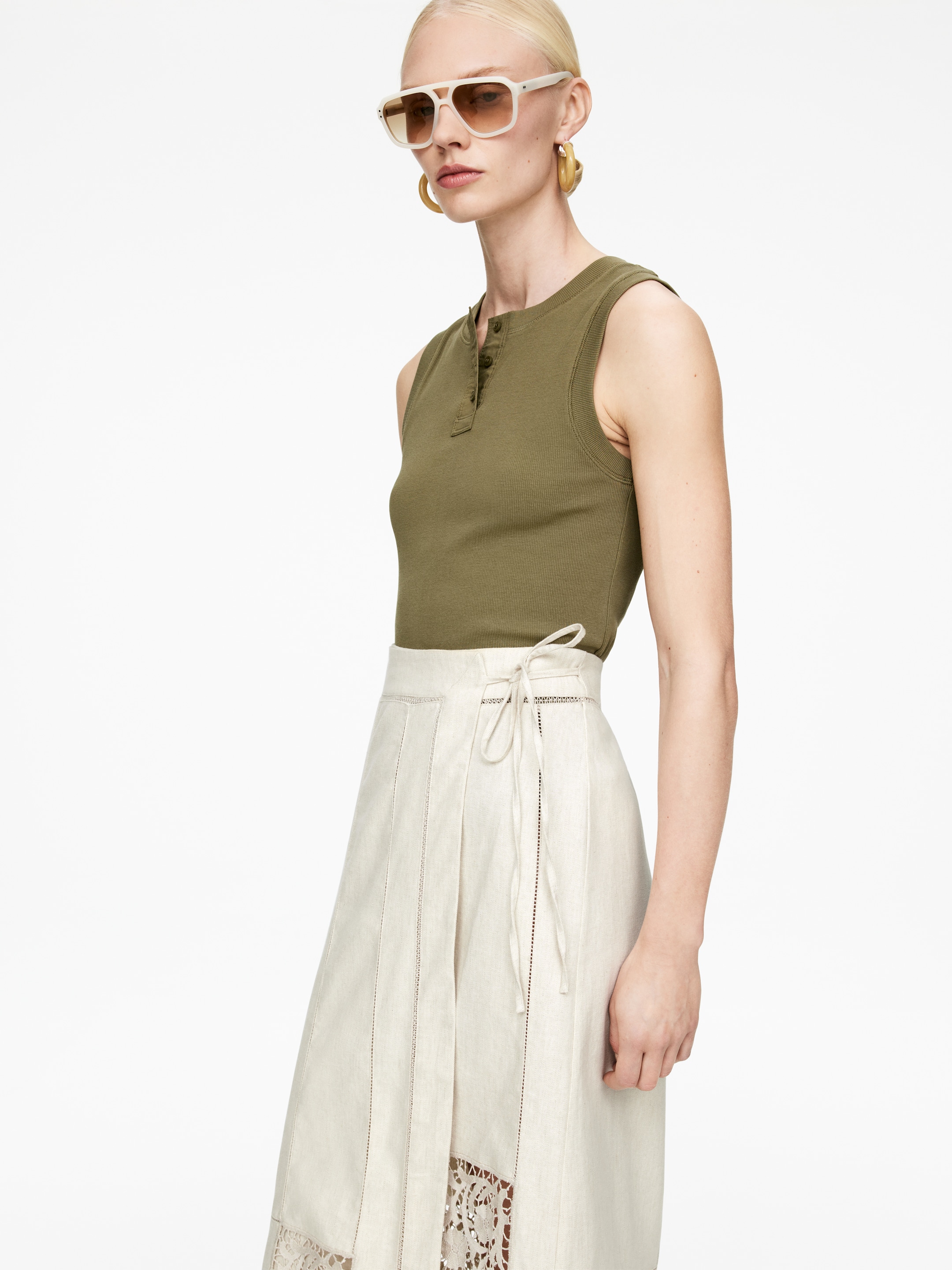 Zobrazit větší obrázek: Vyšívaná zavinovací sukně - Béžová - ŽENY | H&M CZ 4