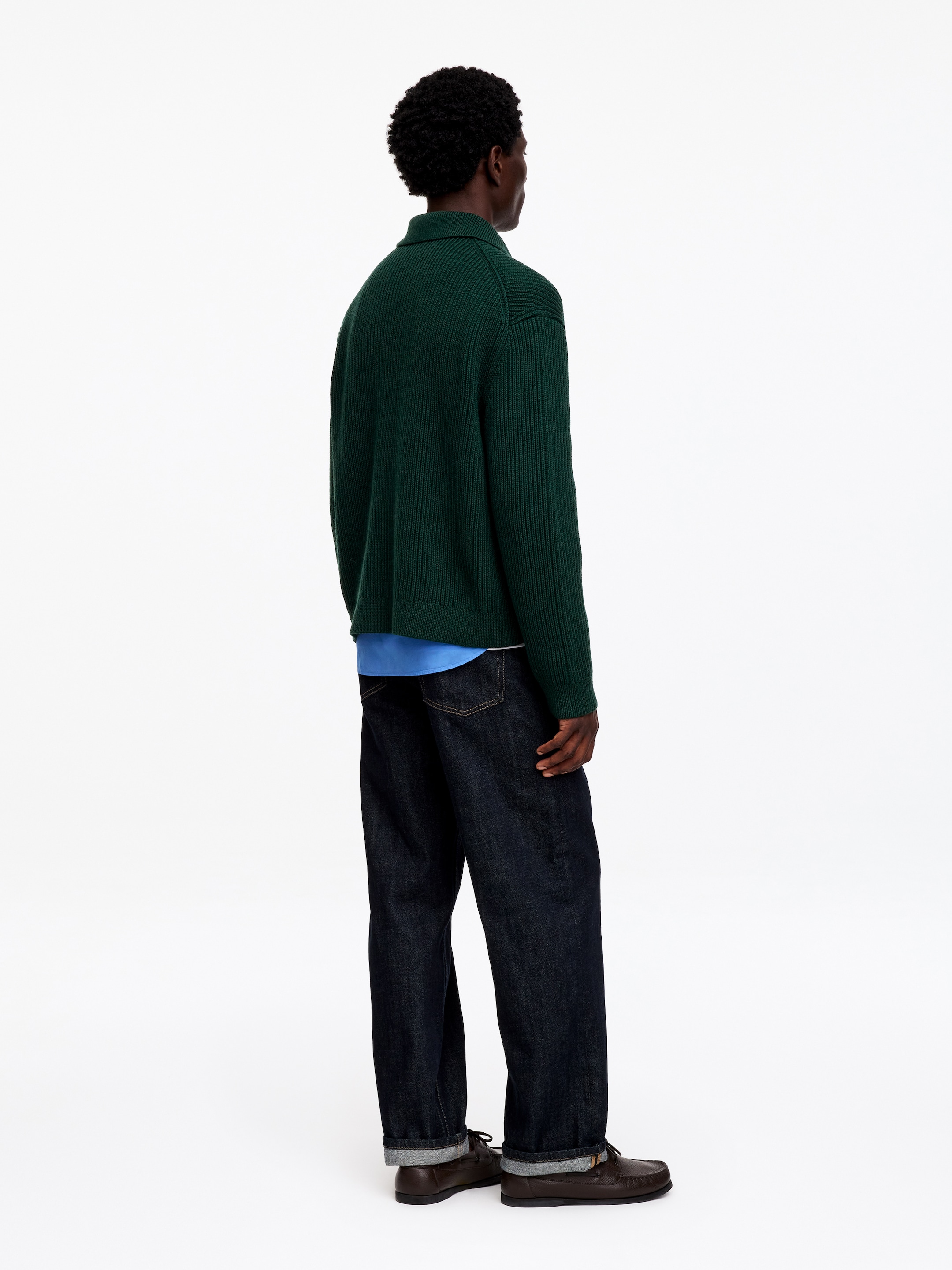 Cárdigan de lana y algodón con cremallera - Verde oscuro - Corte holgado - men - StillMedia/Lookbook - 5