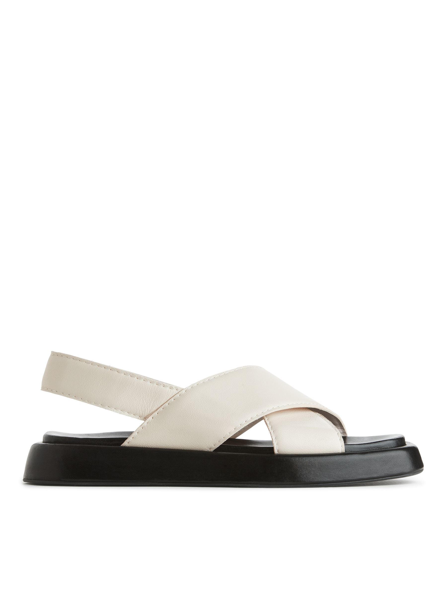 Flatform Leather Sandals-#E8E4D5-2147
