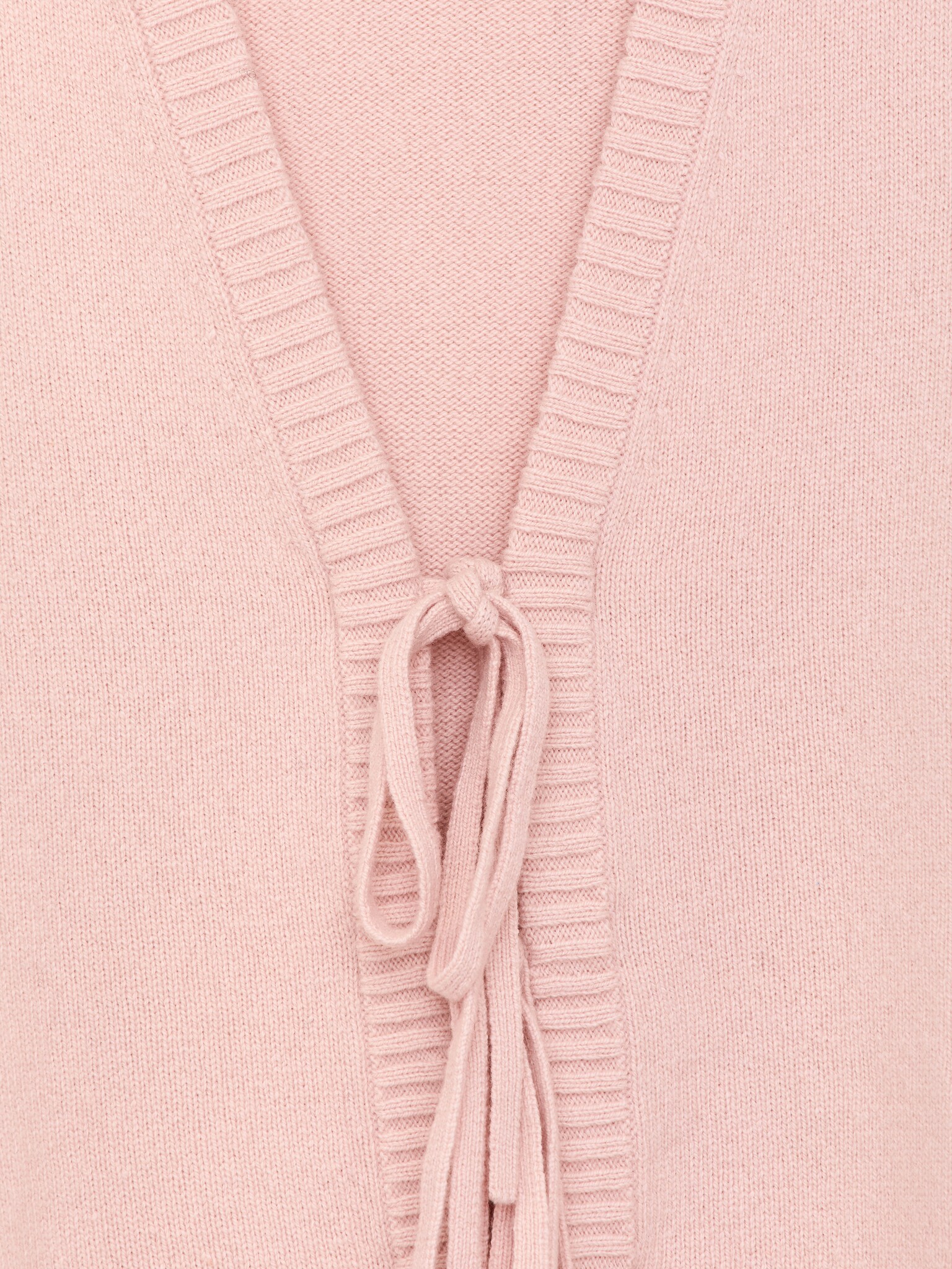 Wool Tie-Front Cardigan - Light Taupe - 4