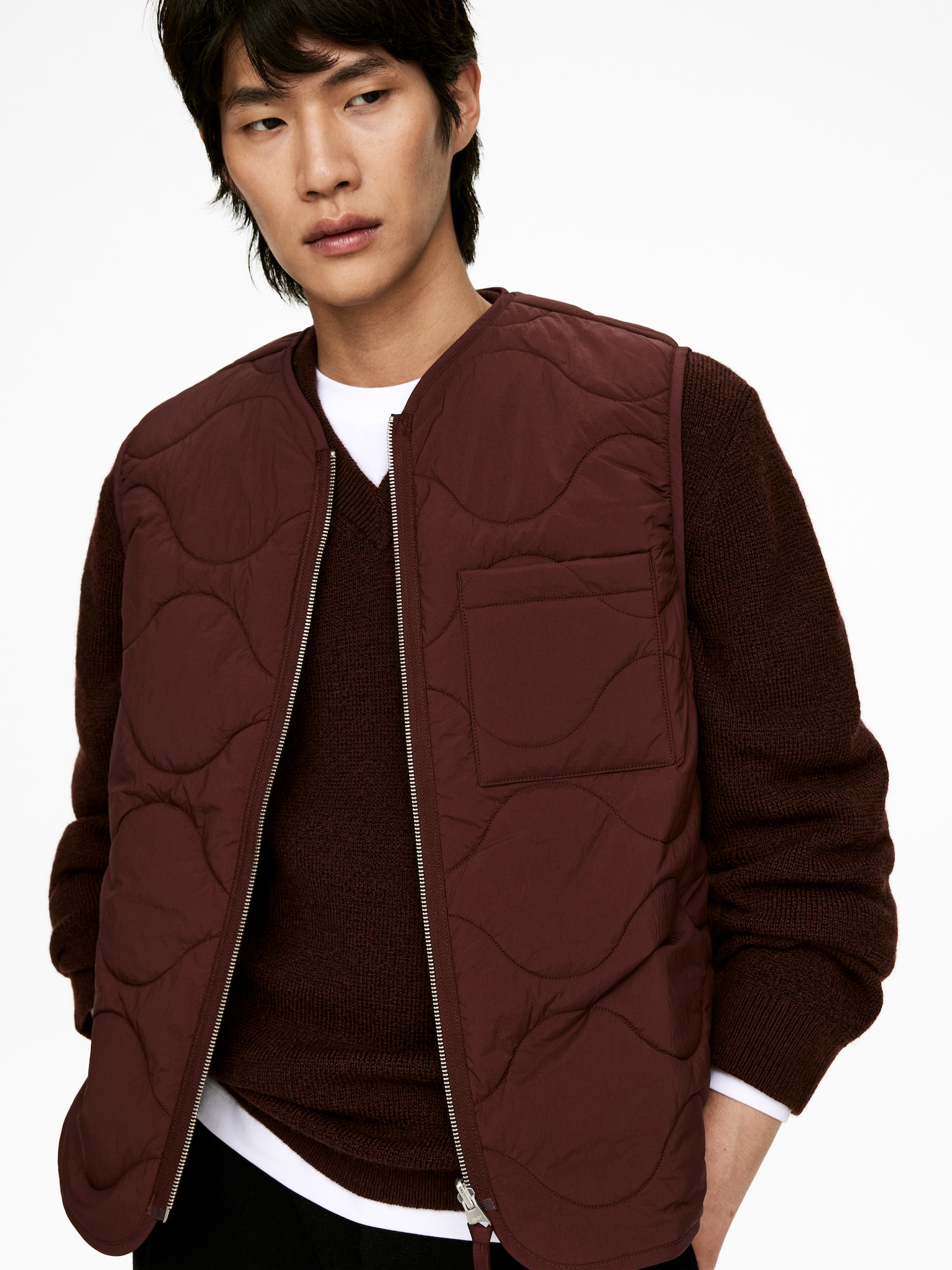 2-in-1 Quilted Liner Vest - Reddish Brown/Dark Blue/Black/Khaki Green/Blue/Green - 7