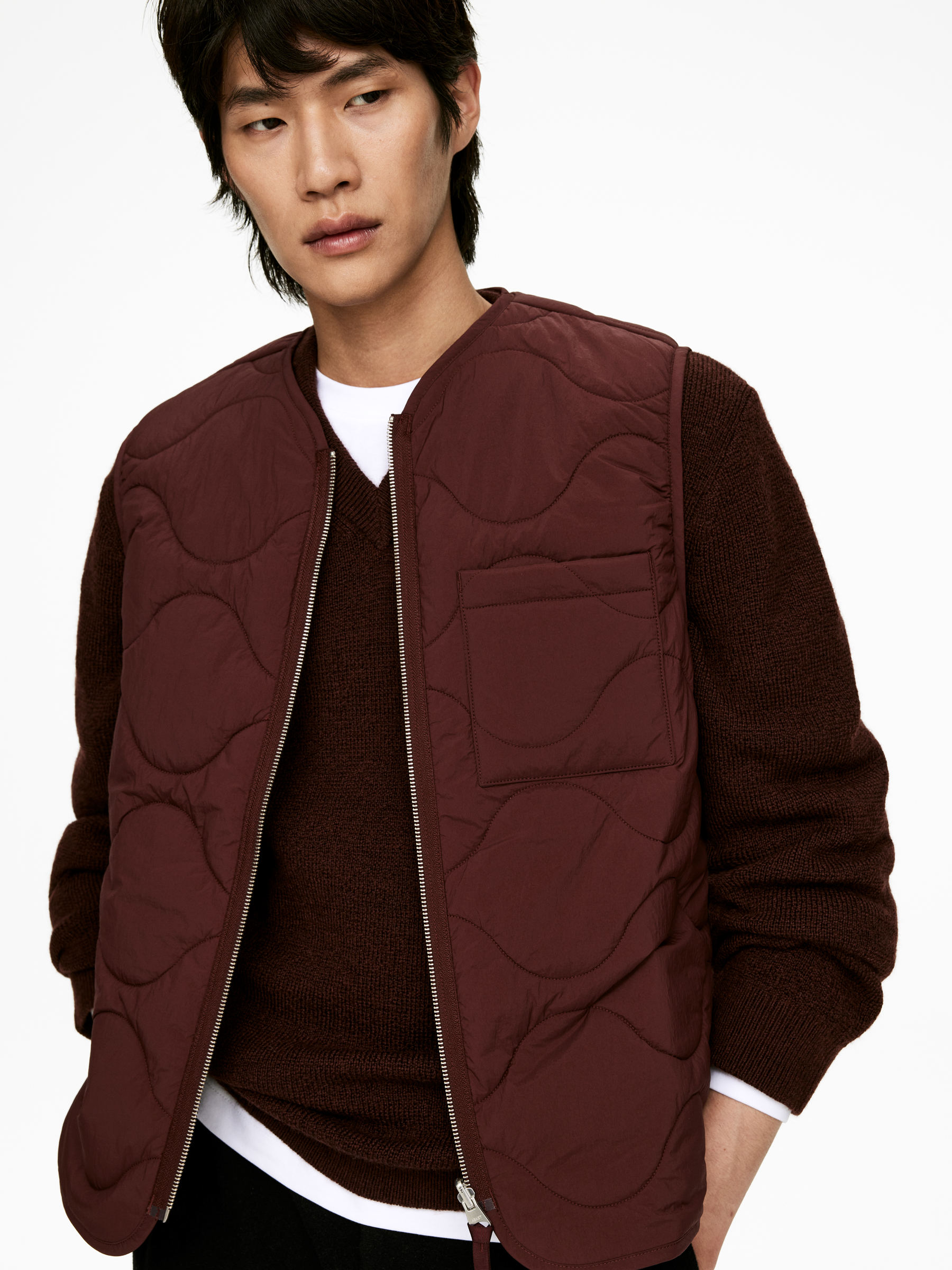 2-in-1 Quilted Liner Vest - Reddish Brown - Regular fit - Men - StillMedia/Lookbook - 4