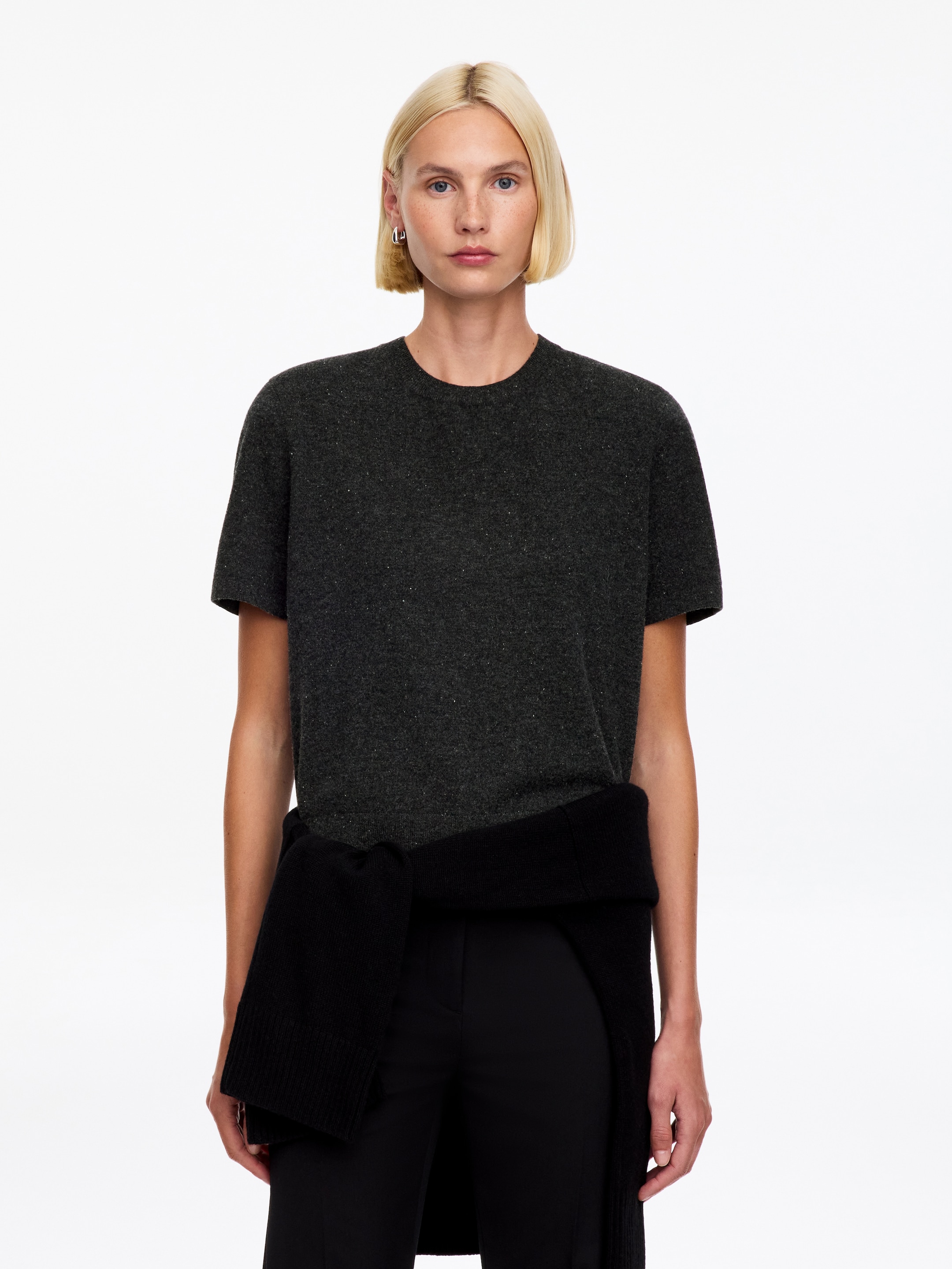 Wool Knitted T-Shirt-Grey-20989
