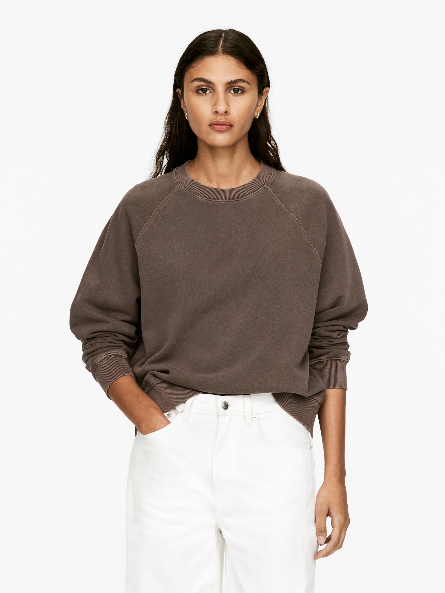Bluza z tkaniny frotte - Ciemnobrązowy/Czarny/Różowy/Szary melanż/Fioletowy/Niebieski/Ciemnoniebieski - 1