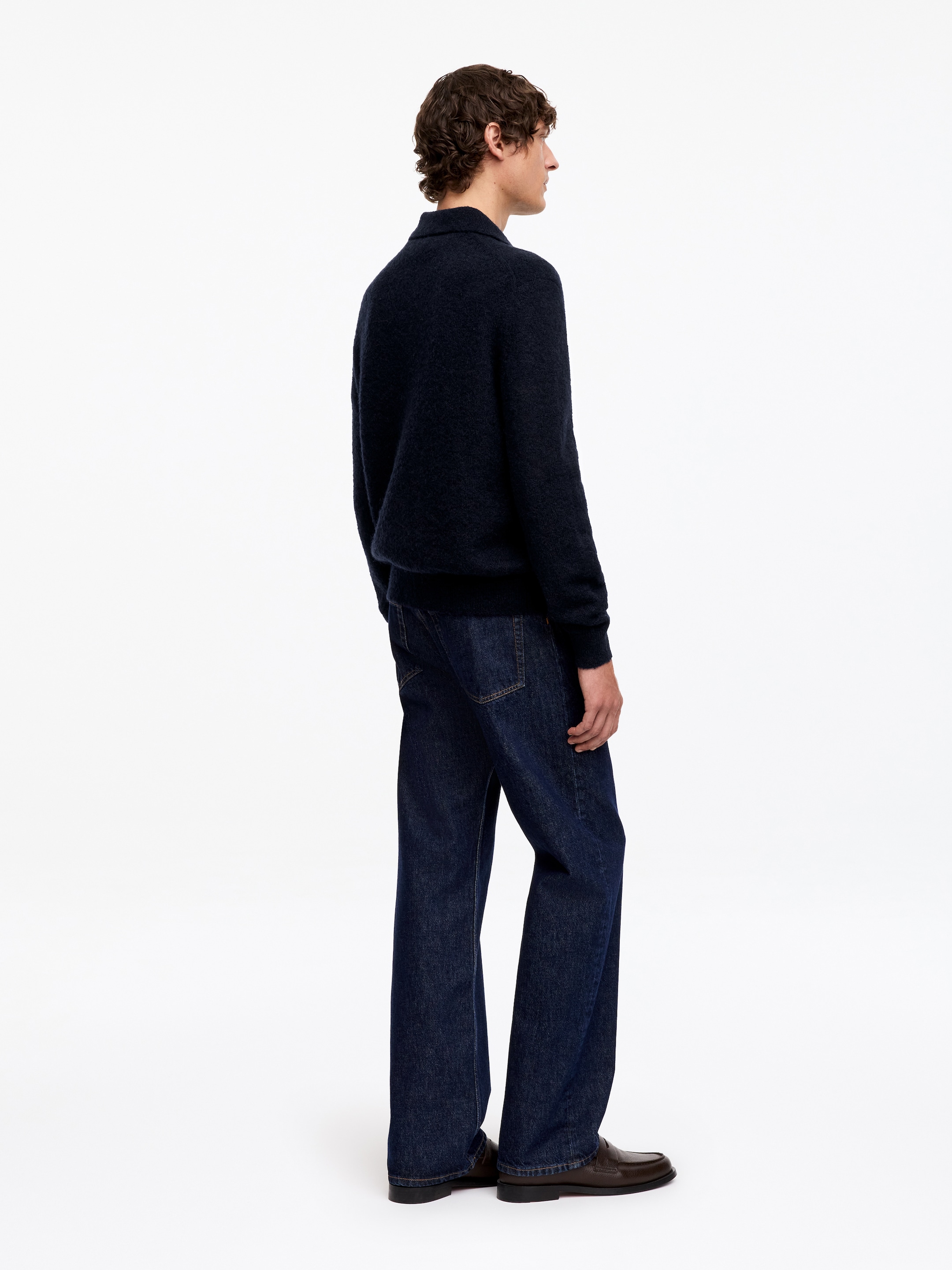 Knitted Wool Blend Polo Shirt - Dark Blue - Relaxed fit - men - StillMedia/Lookbook - 2
