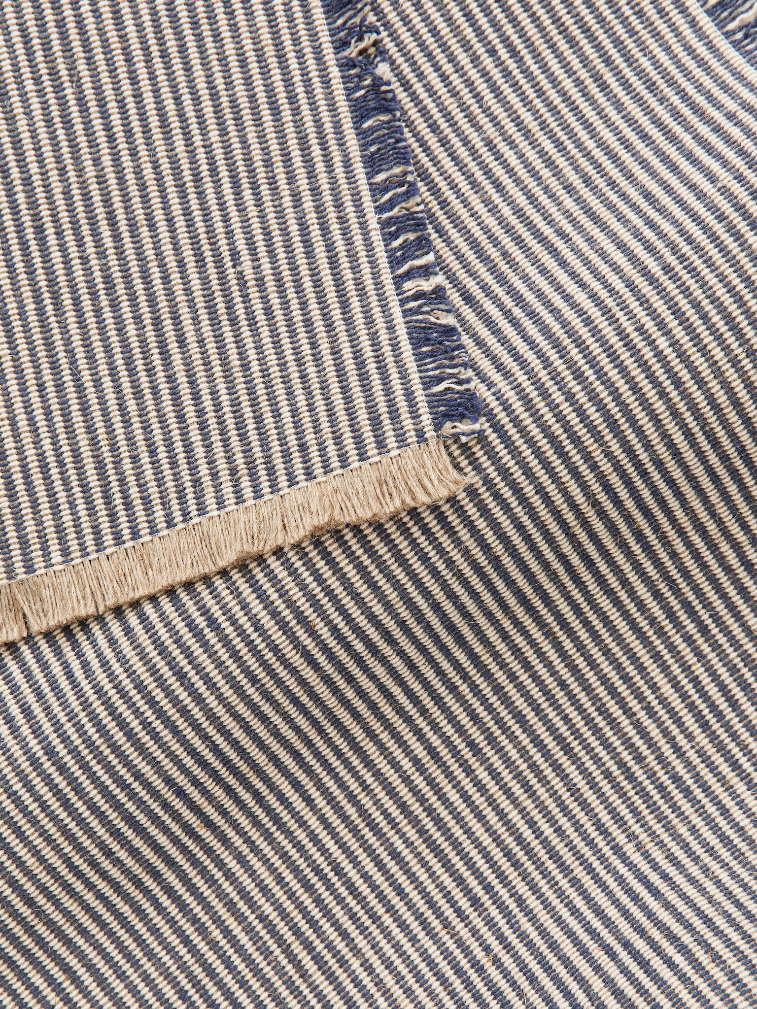 Juego de 2 manteles individuales de mezcla de lino - Azul oscuro/beige/Beige - 2