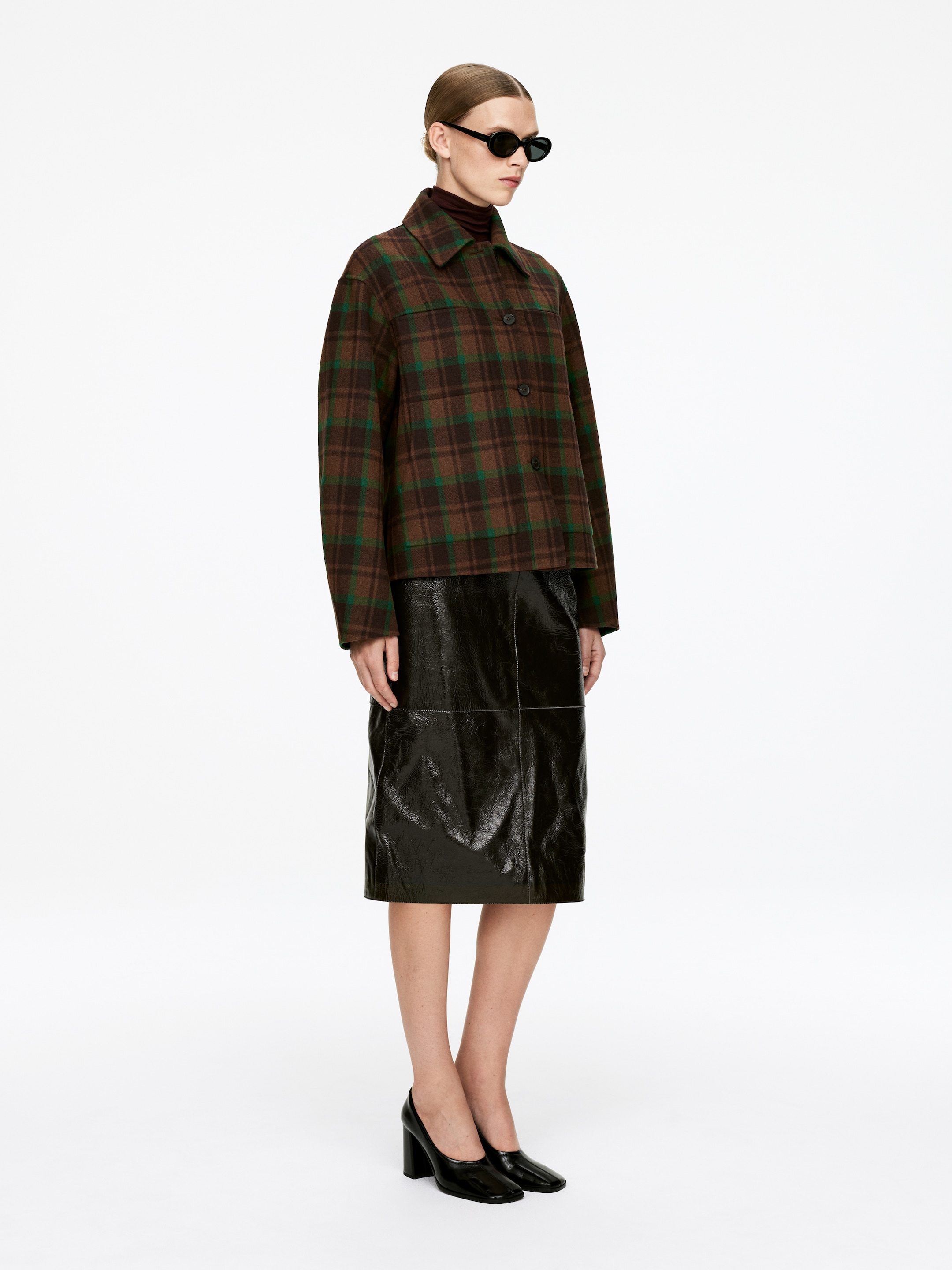 Grotere afbeelding bekijken: Doublé jas van een wolmix - Brown/Green - DAMES | H&M BE 2