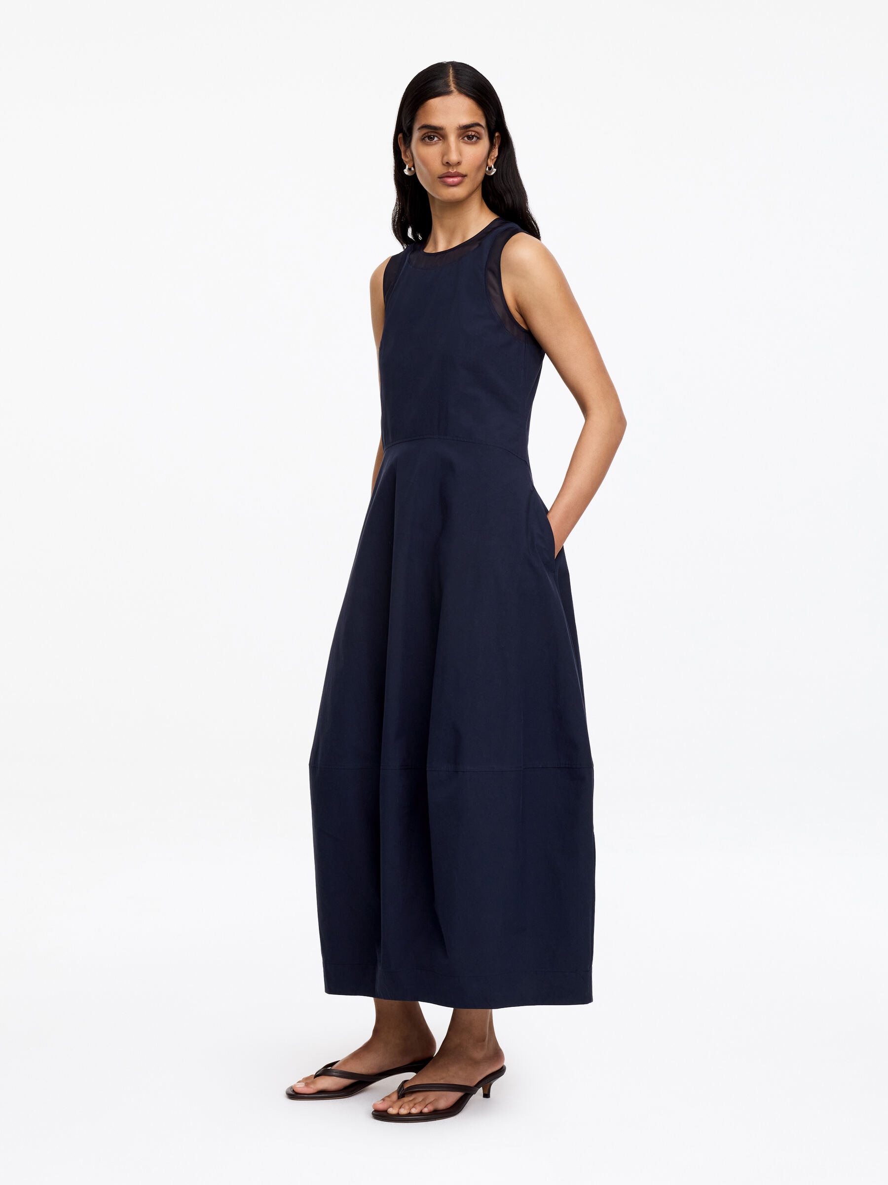 Kleid mit Seidenorganzabesatz - Dunkelblau - Regular Fit - Damen - StillMedia/Lookbook - 4