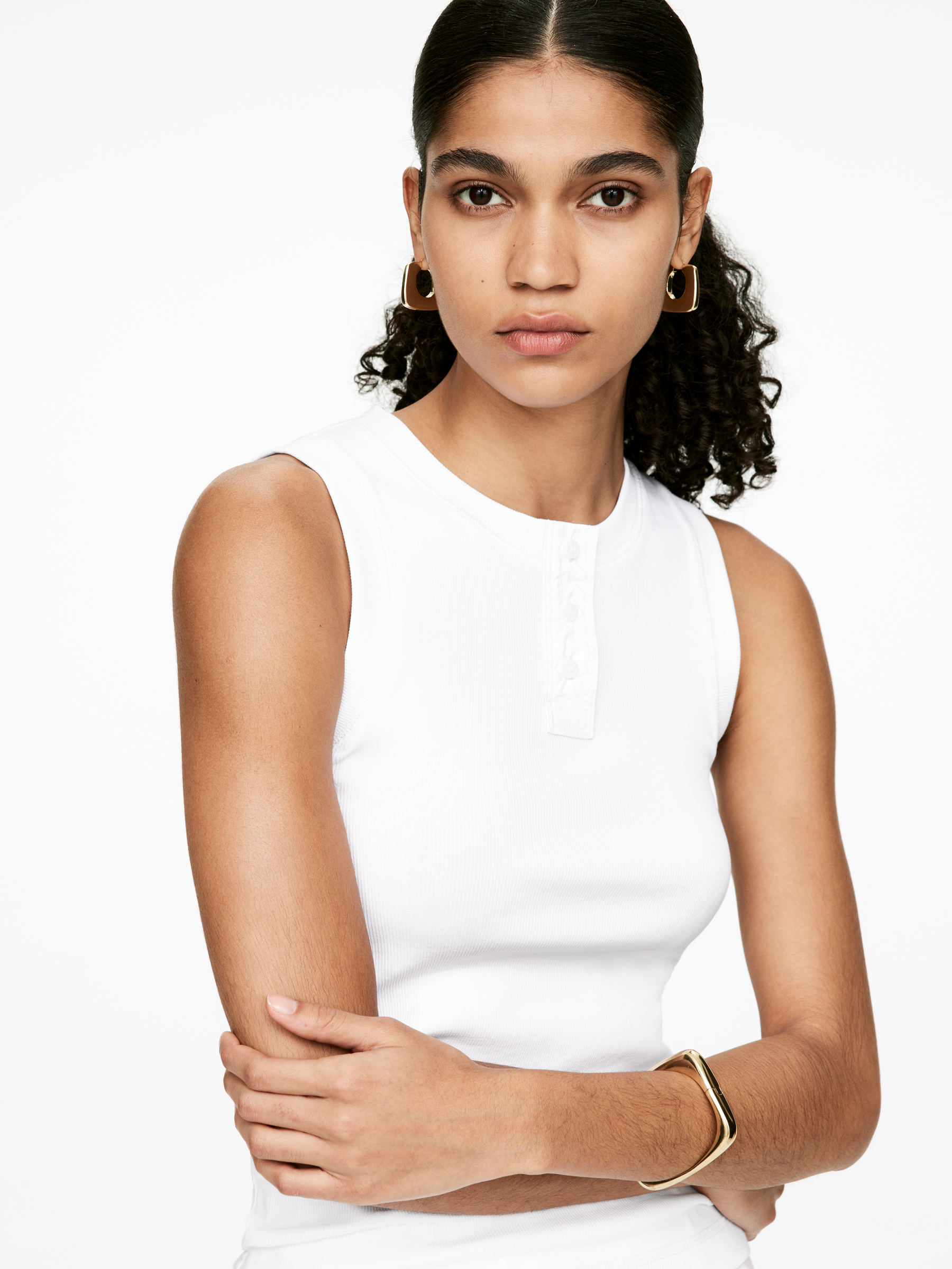 Rib Tank Top - White - Slim fit - Women - StillMedia/Lookbook - 3