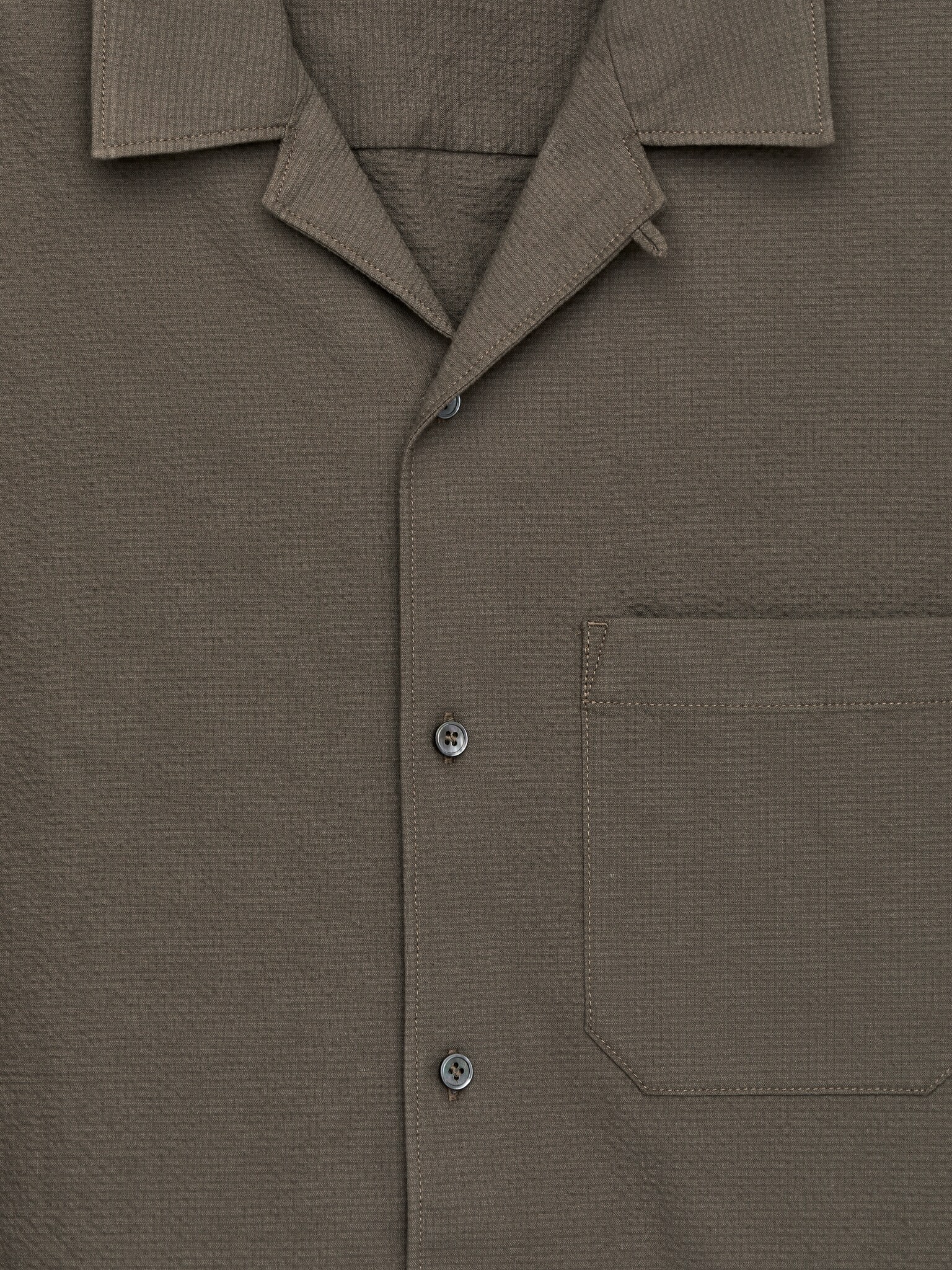 Chemise en seersucker à col cubain - Taupe/Noir - 5