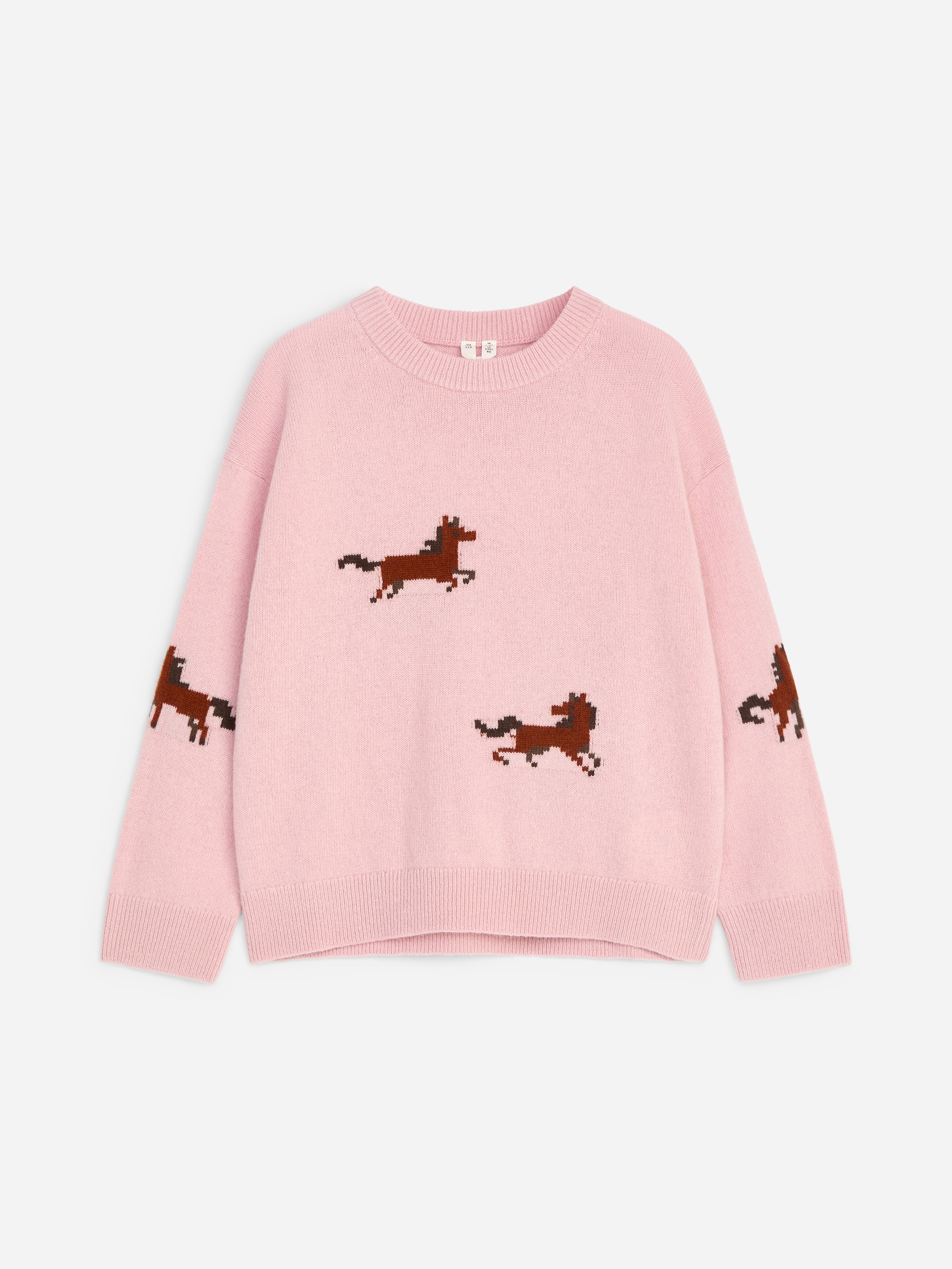 Intarsia-Knit Wool Jumper-Pink-20930