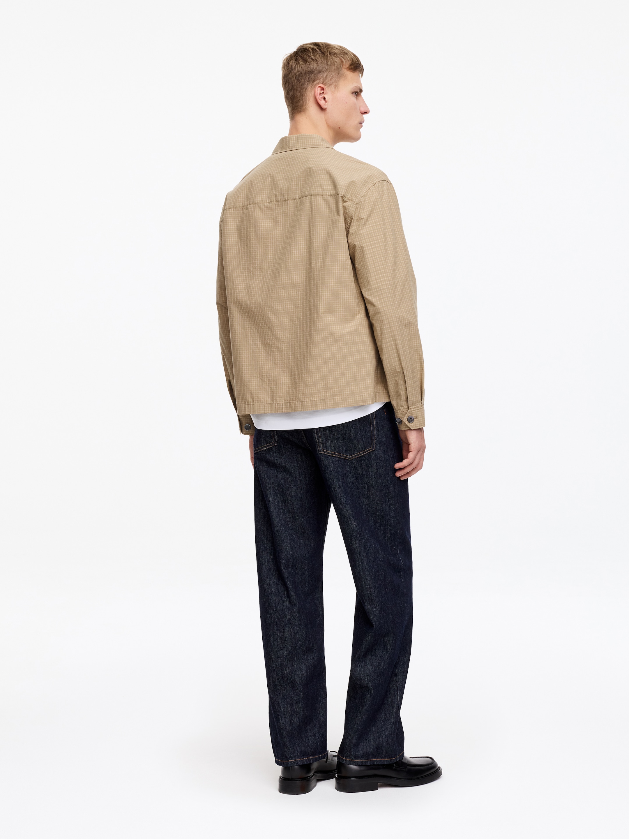 Poplin Drizzler Jacket - Beige/Checkered - Relaxed fit - Men - StillMedia/Lookbook - 6