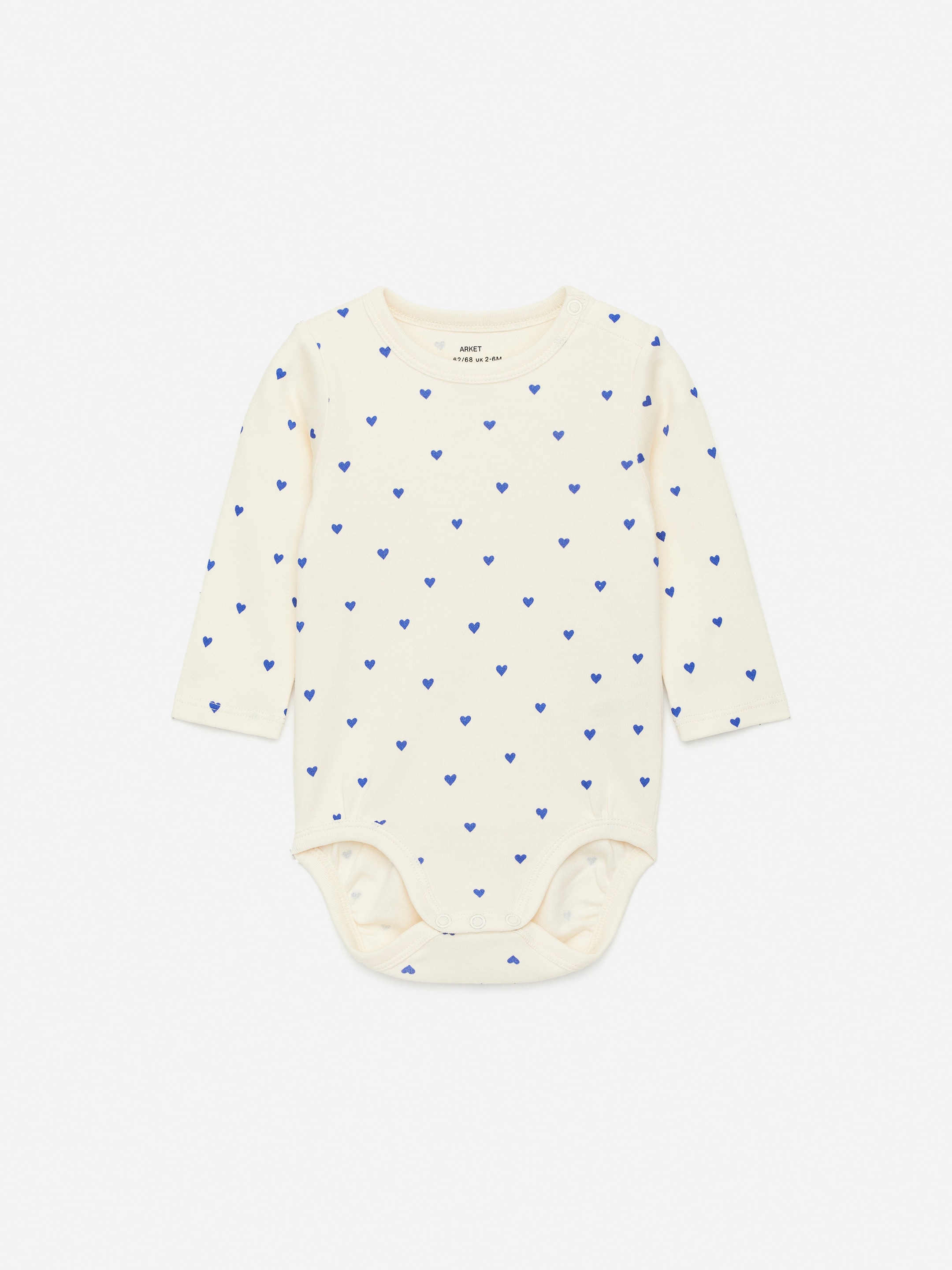 View larger image: Long-Sleeve Bodysuit - Off White/Blue Hearts - Kids | H&M GB 1